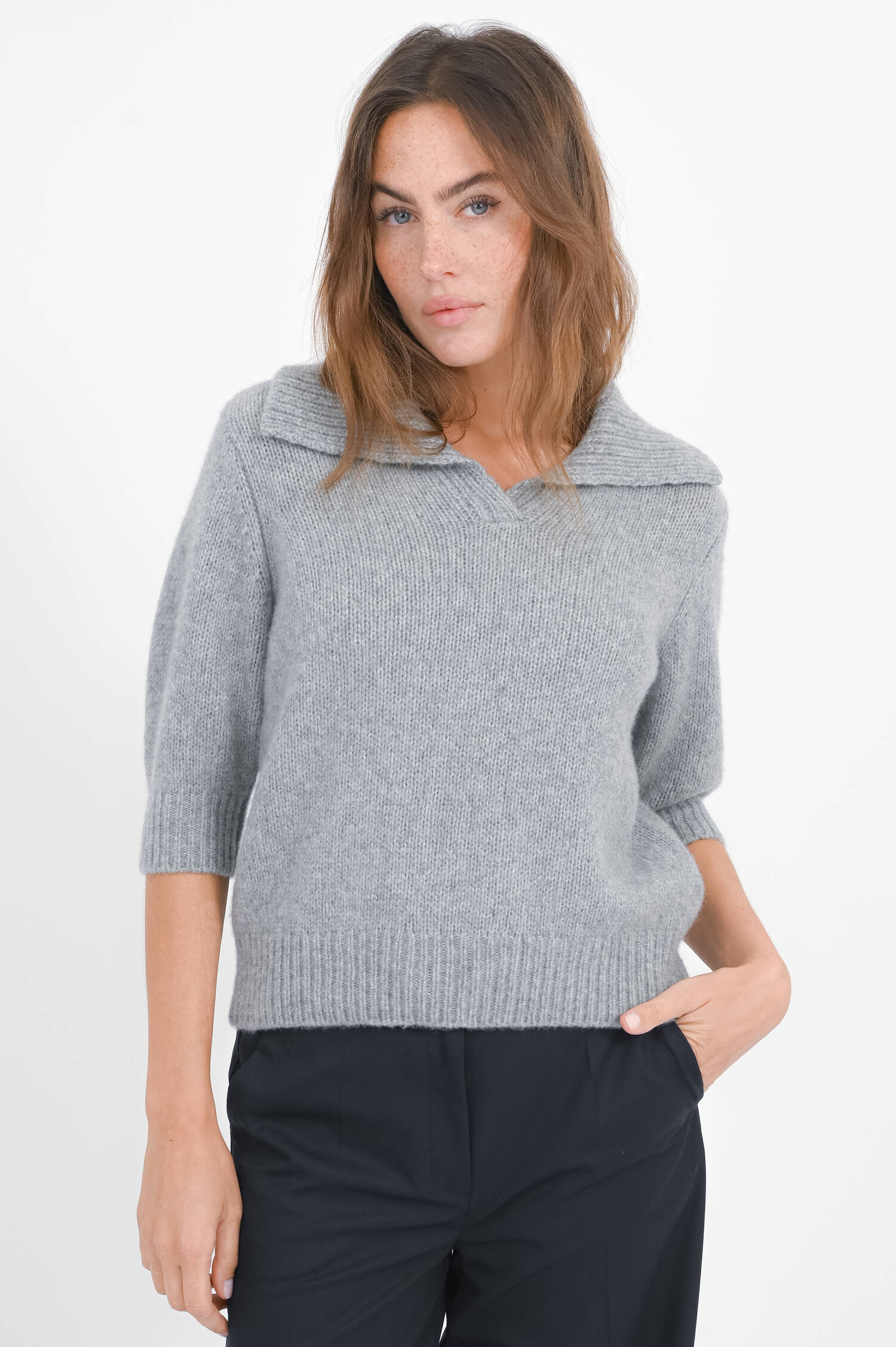 Cashmere-Seiden-Pullover LAILAI in Grau