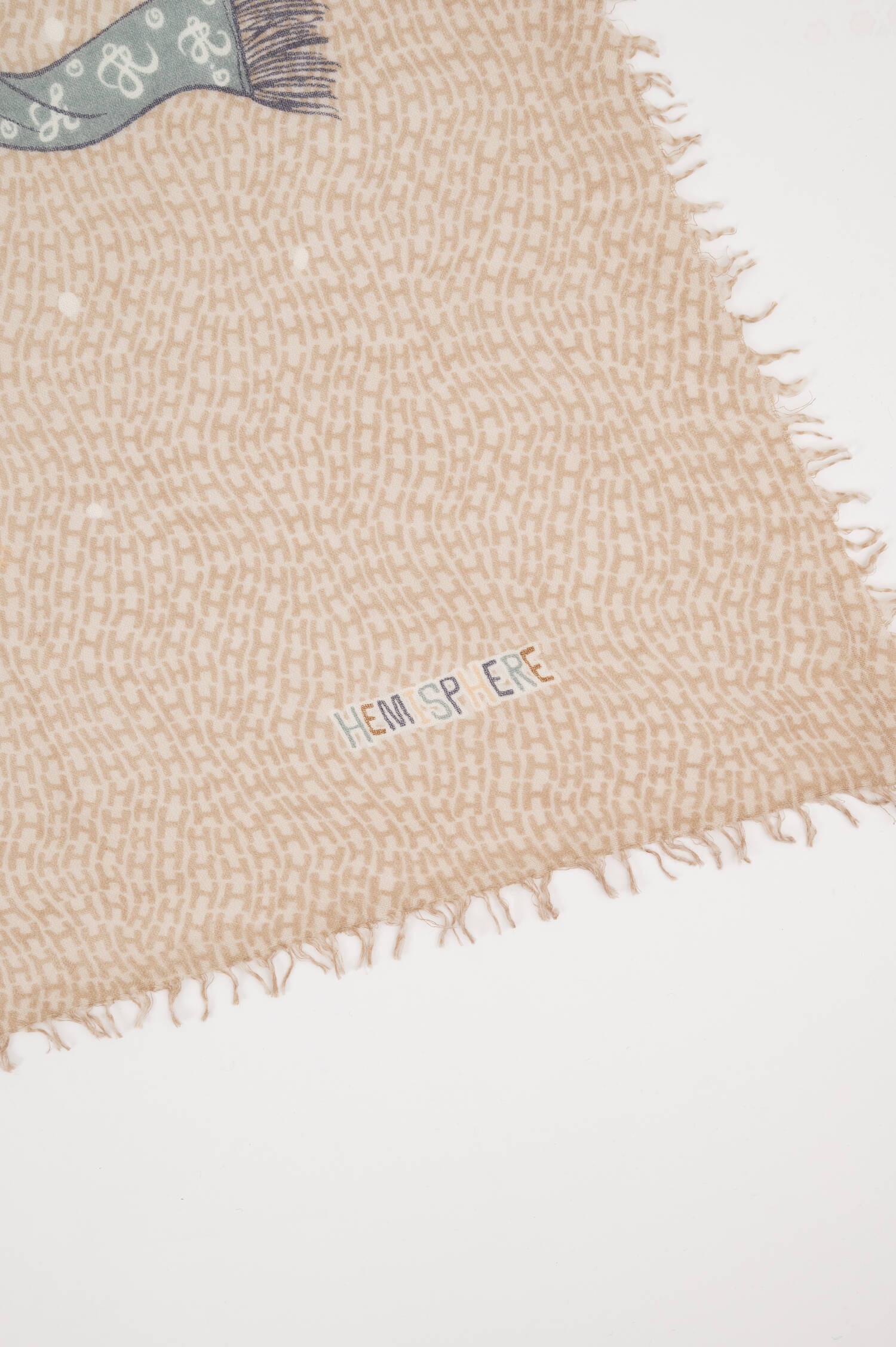 Cashmere-Mix-Schal mit Alpaka-Print in Braun/Blau Cashmere-Mix-Schal mit Alpaka-Print in Braun/Blau