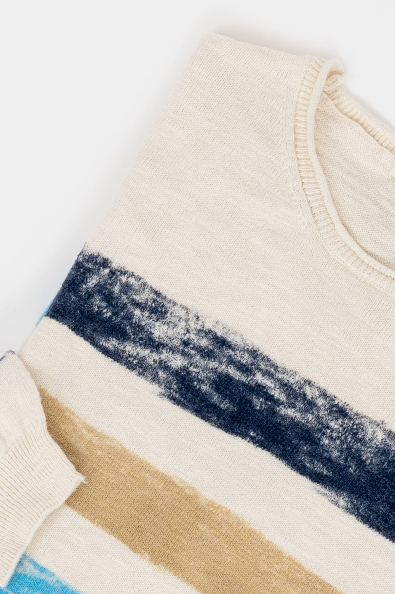 Strickpullover mit Streifen in Natur