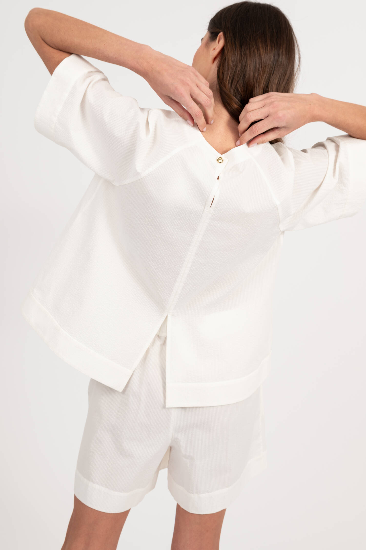 Seersucker Blusenshirt RIDENTE in Weiß