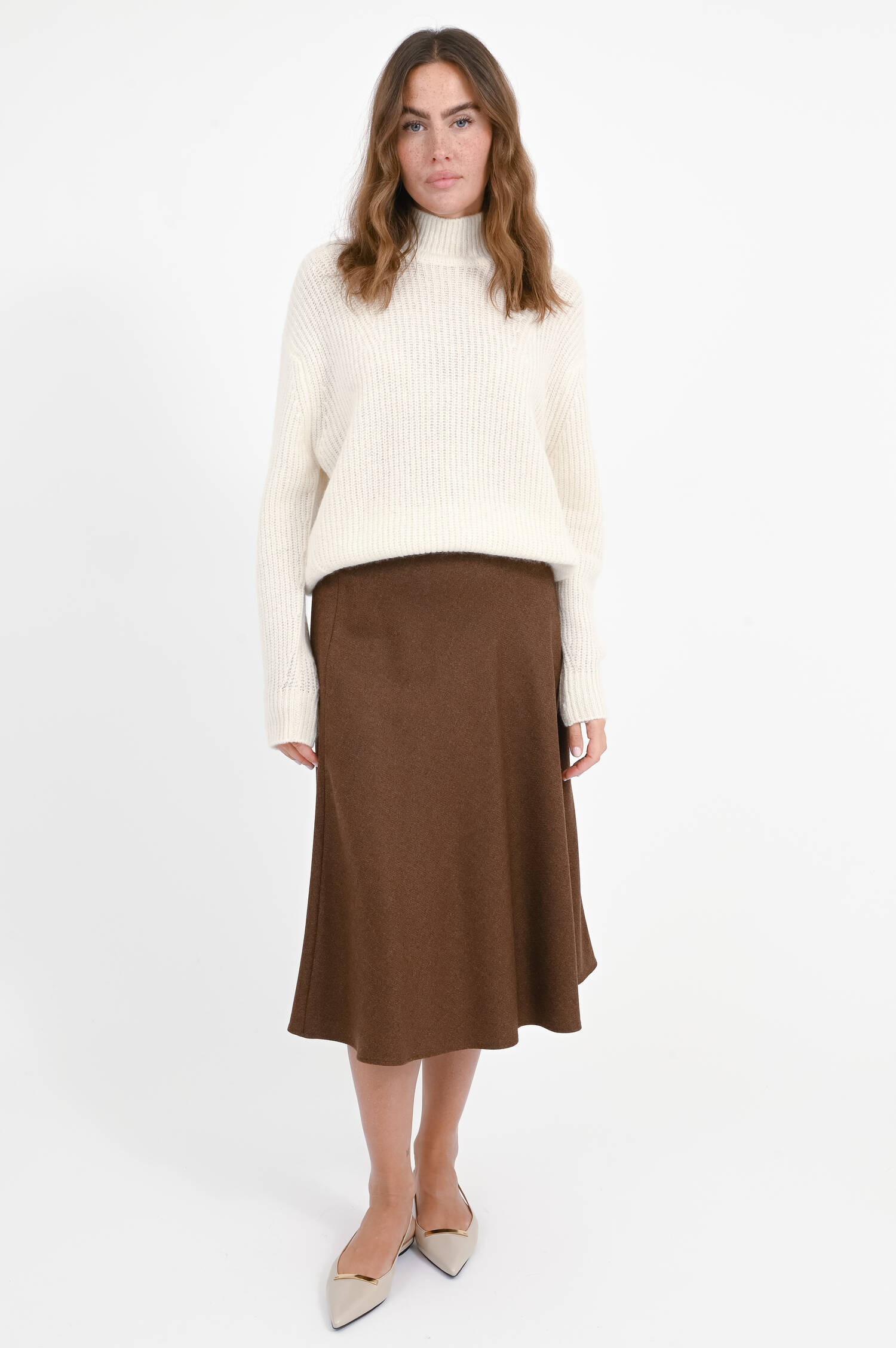 Ausgestellter Rock in Braun meliert Ausgestellter Rock in Braun meliert