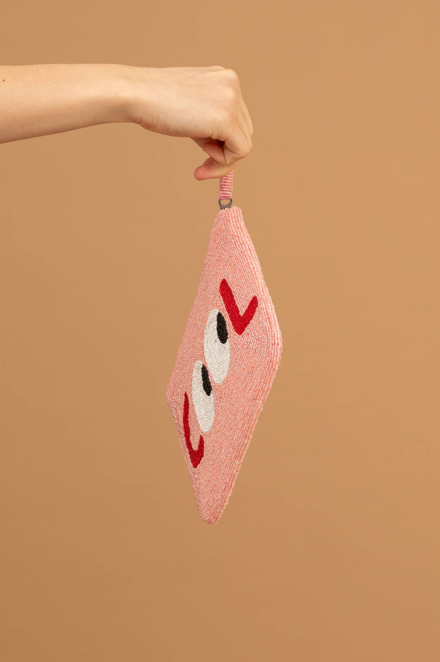 Perlen Clutch COOL in Rosa/Rot