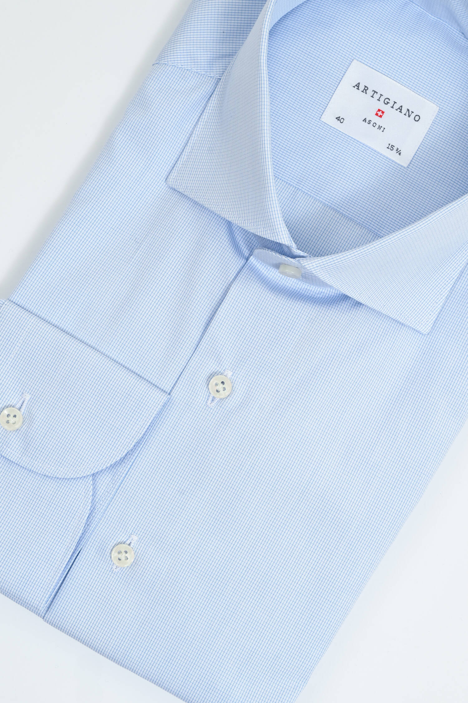 Karriertes Hemd aus Baumwolle in Hellblau/Weiß