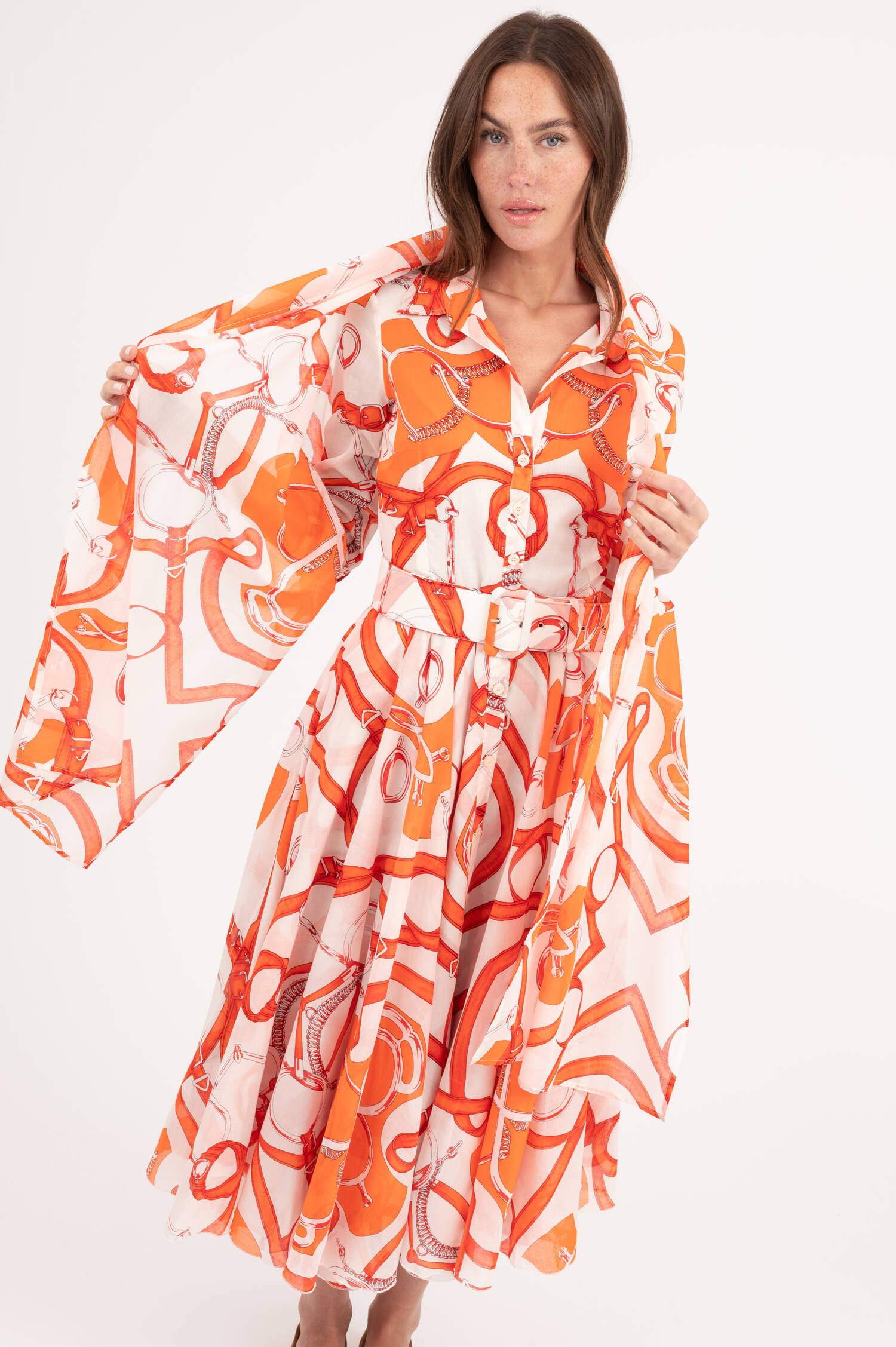 Kleid ASTER in Orange gemustert