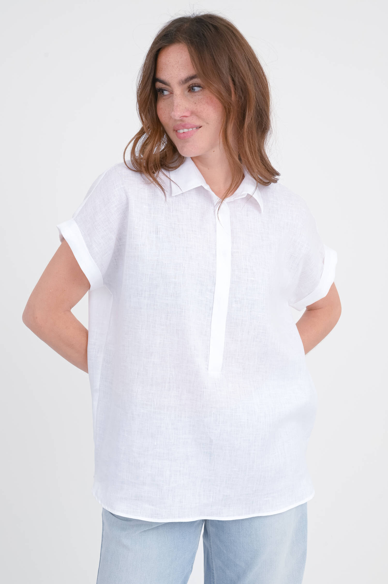 Bluse MENA aus Leinen in Weiß