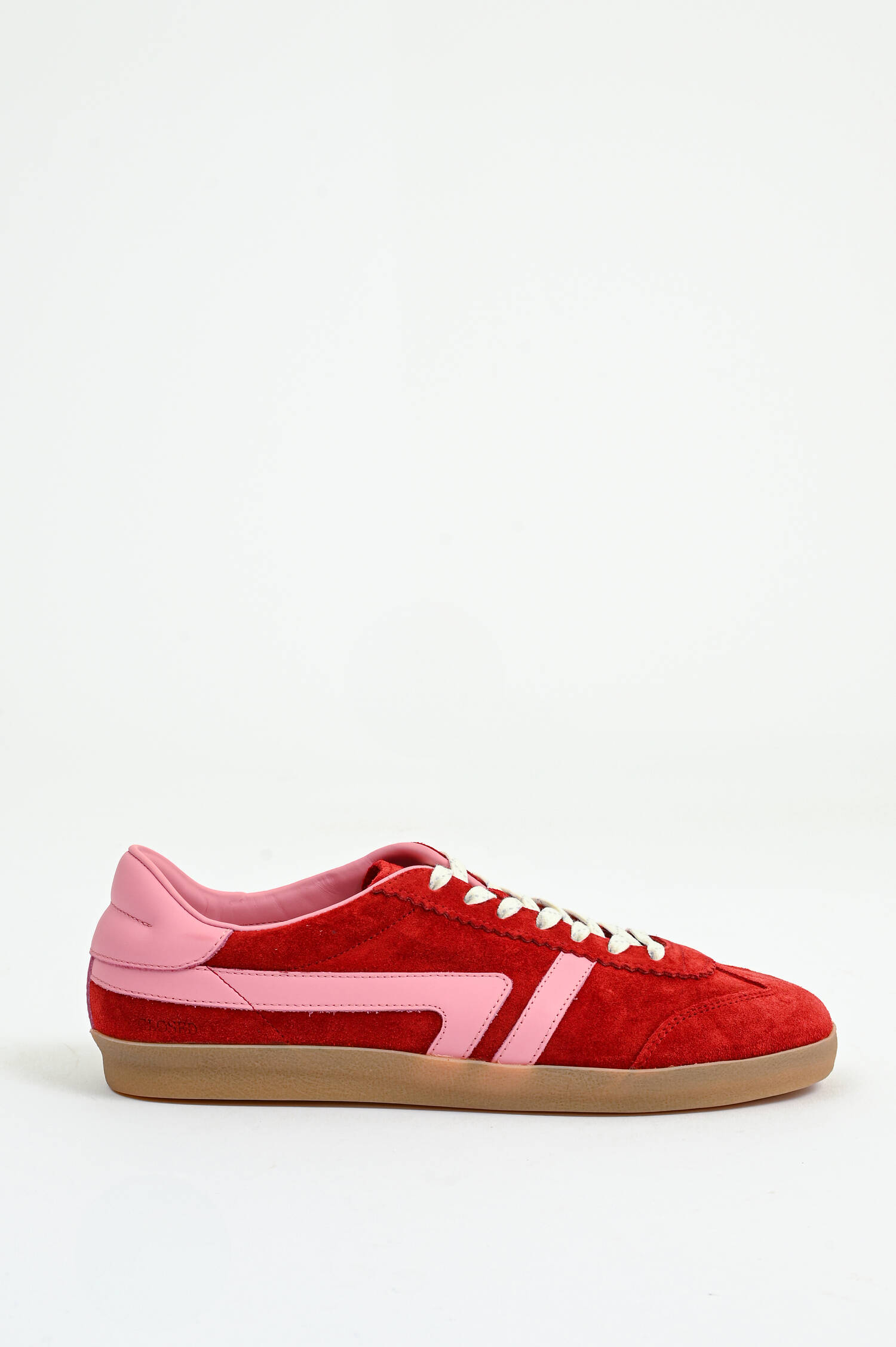Sneaker aus Veloursleder in Cherry Red