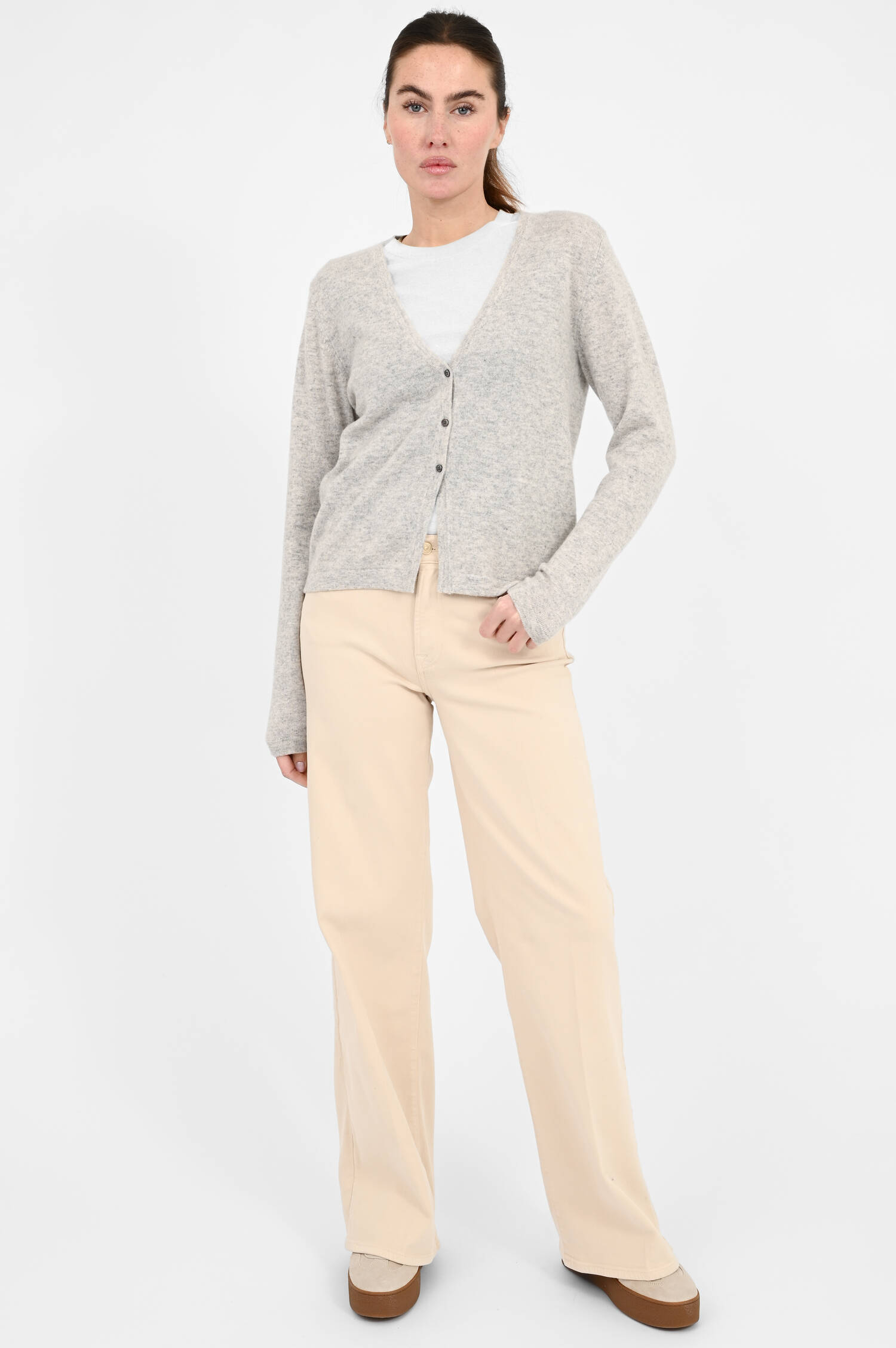 Cashmere-Strickweste mit V-Ausschnitt in Grau