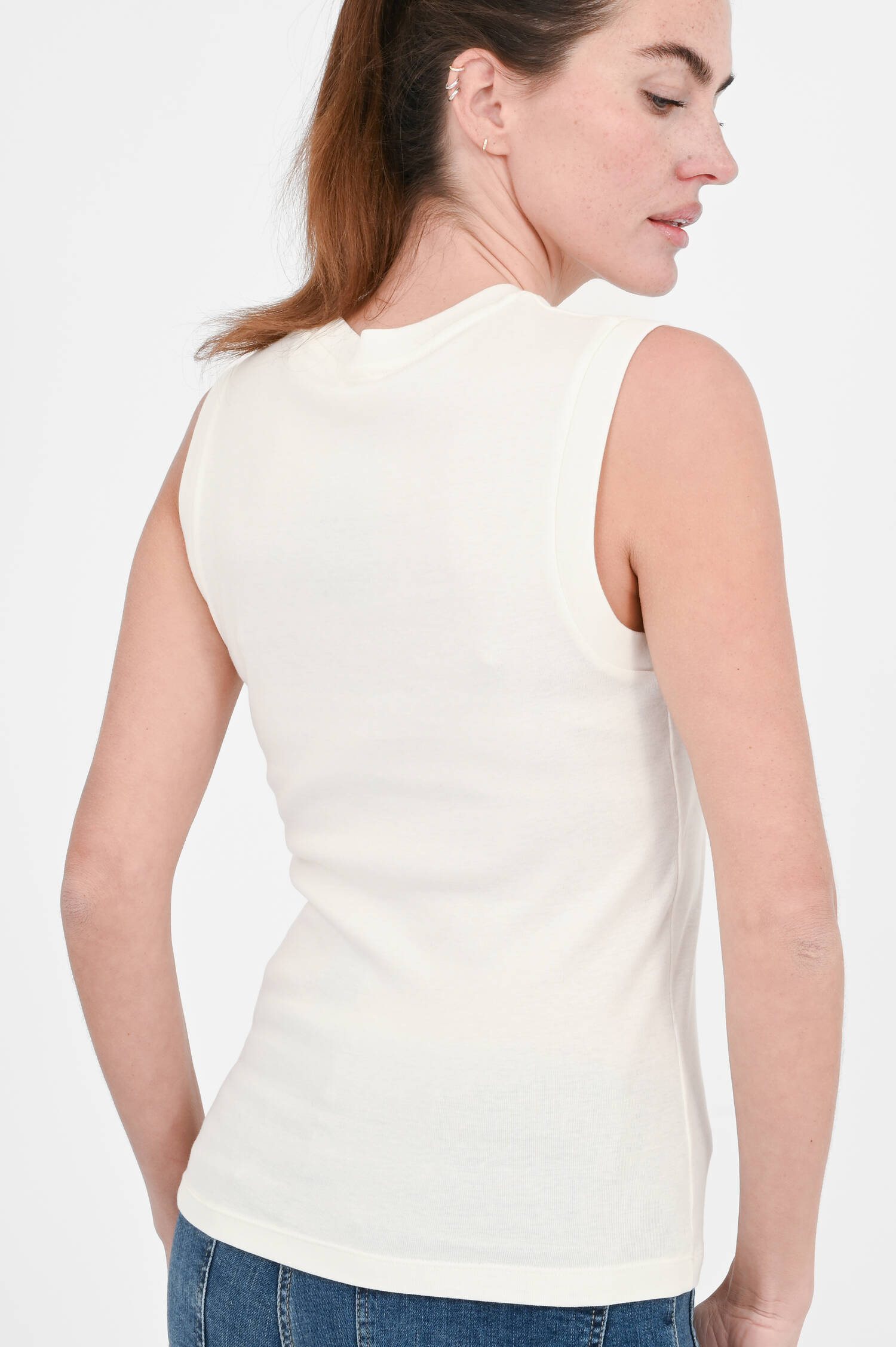 Tanktop mit Rundhalsausschnitt in Ivory