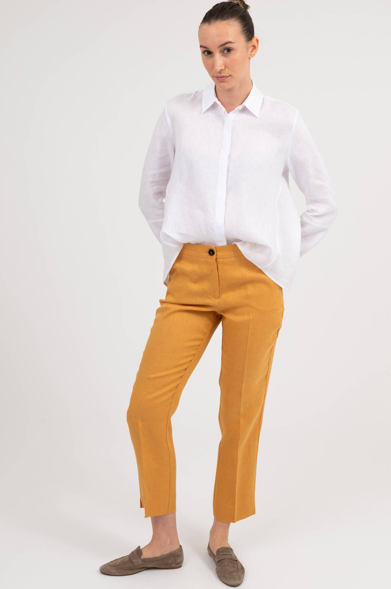 Leinenmixhose in Bernsteingelb Leinenmixhose in Bernsteingelb