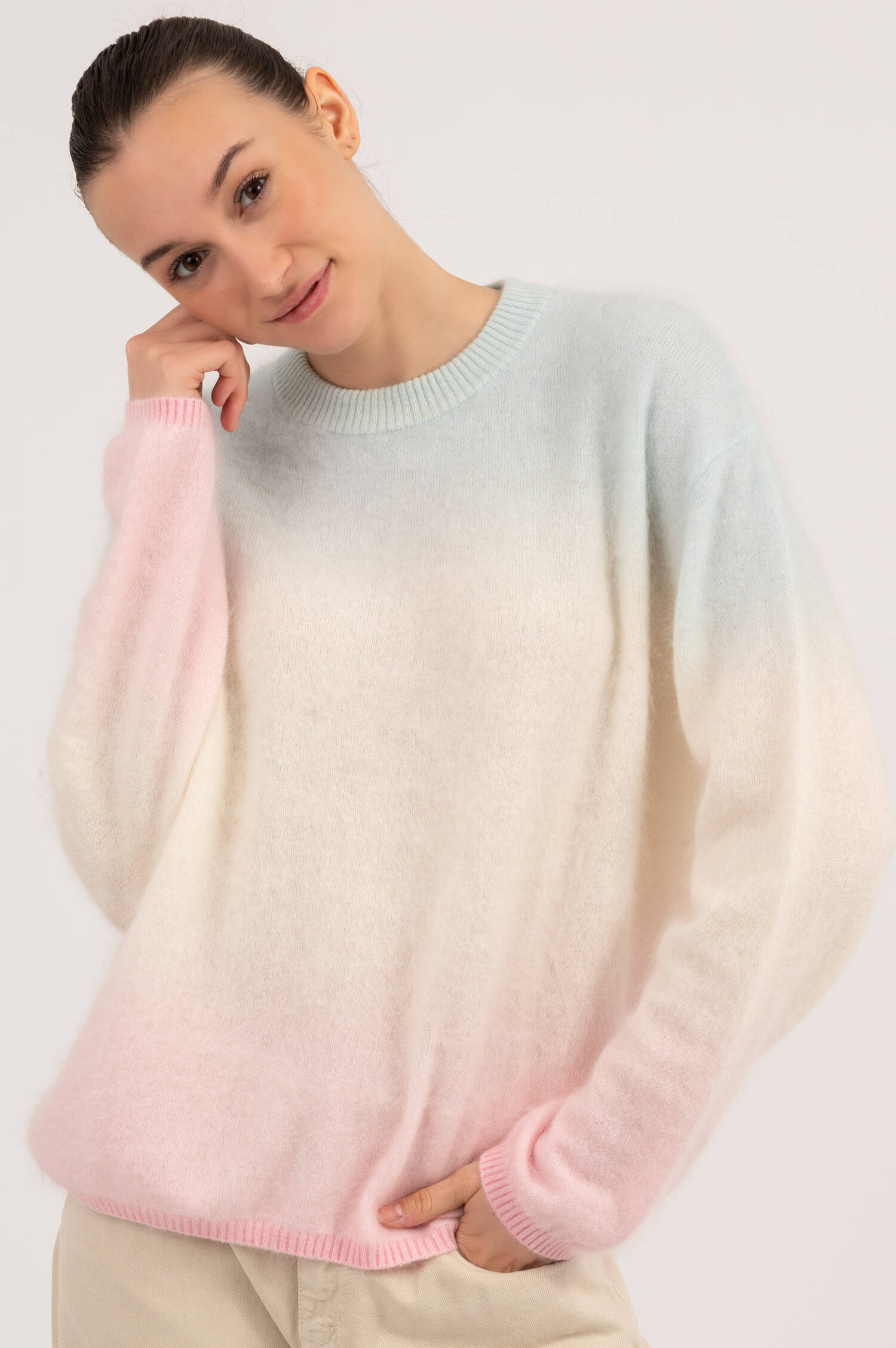 Hairy Cashmere-Woll Pullover BARBIE in Multicolor