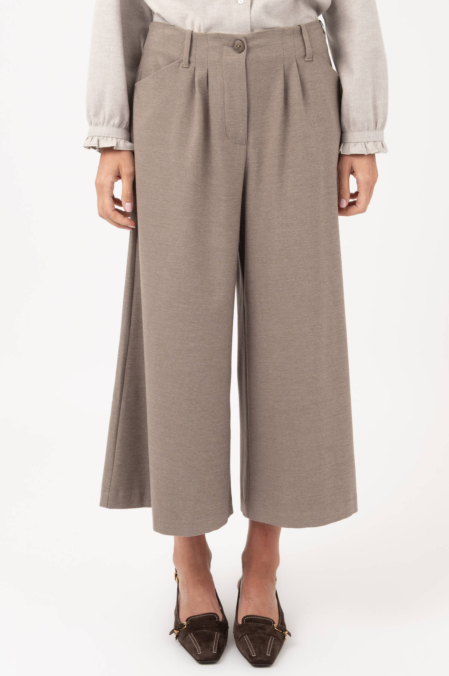 Wide-Leg Bundfaltenhose in Beige Wide-Leg Bundfaltenhose in Beige