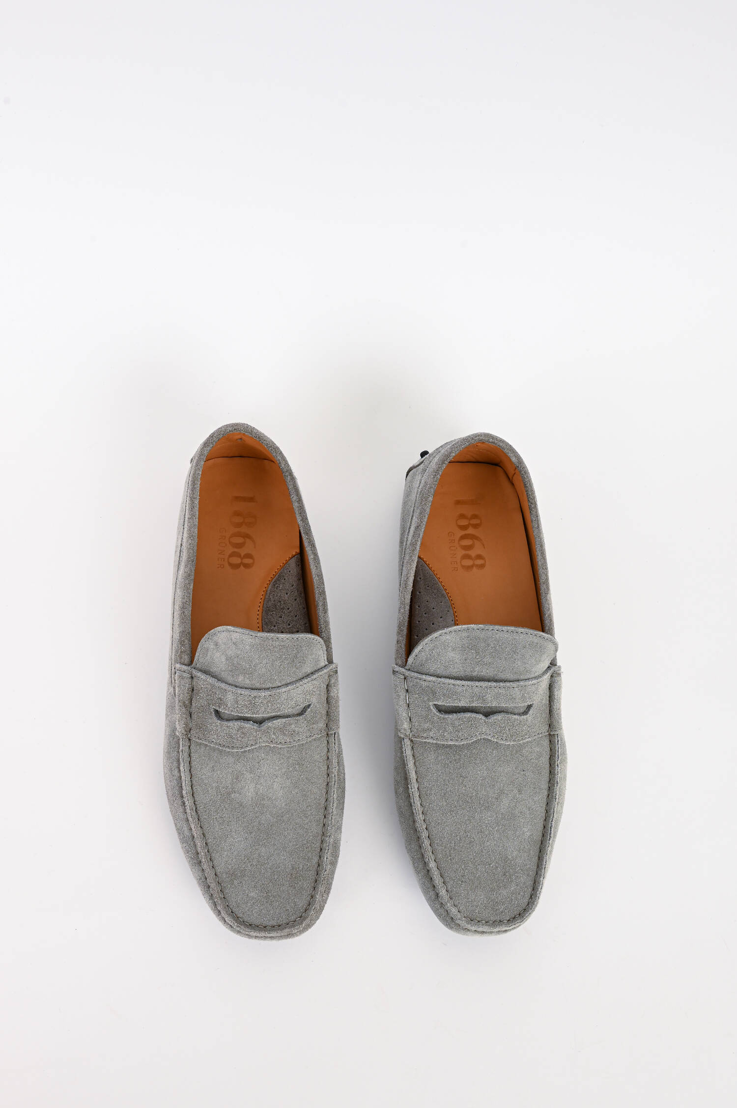Mokassins aus Veloursleder in Grau