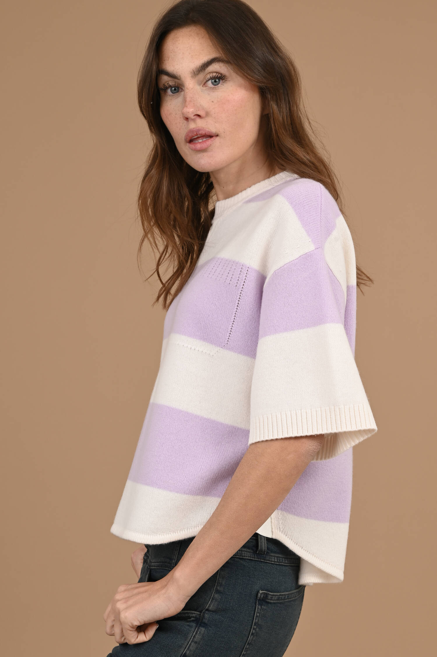 Pullover MODERN STATEMENTS in White/Lavendel