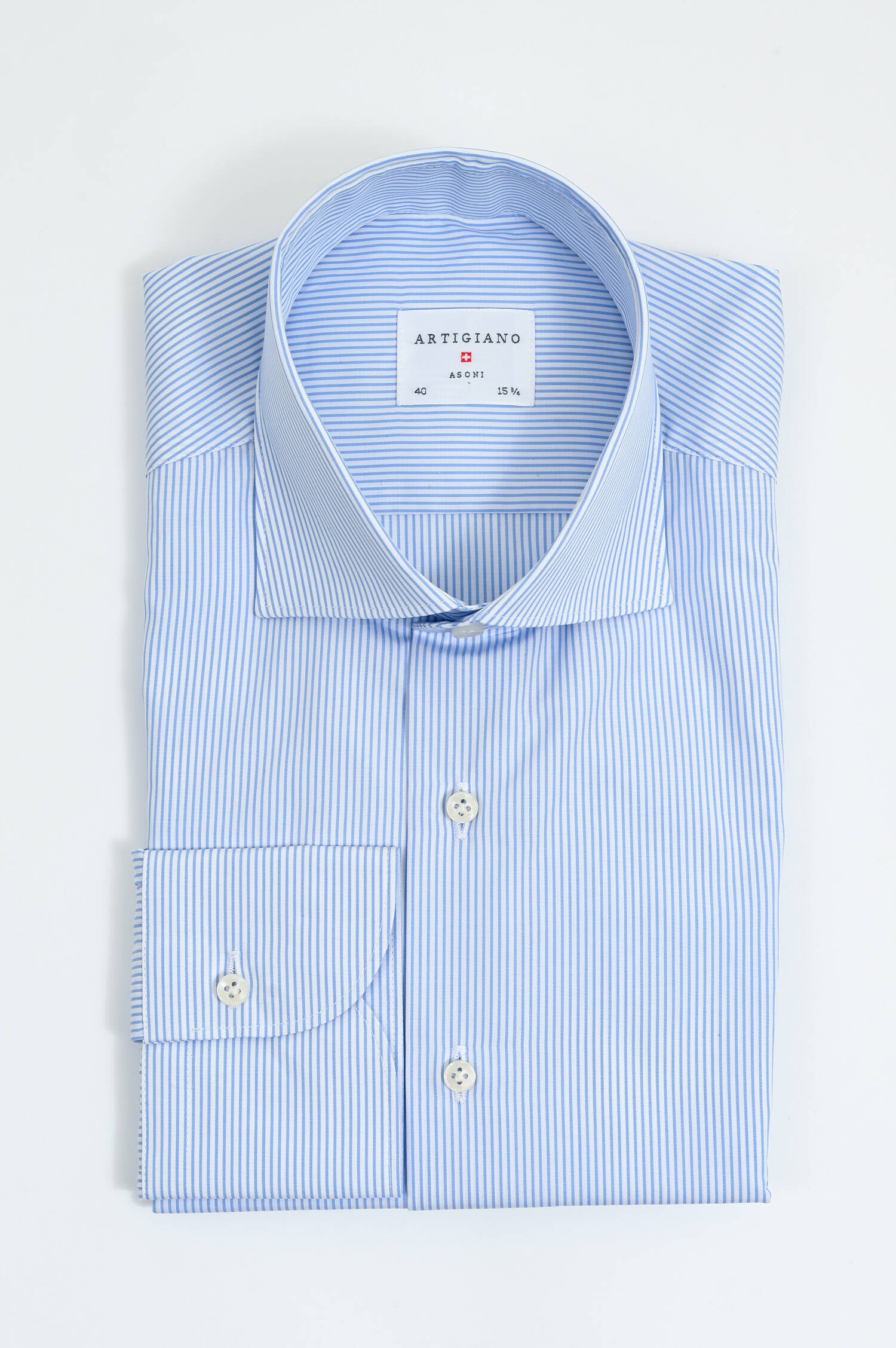 Twill-Hemd in Hellblau/Weiß gestreift