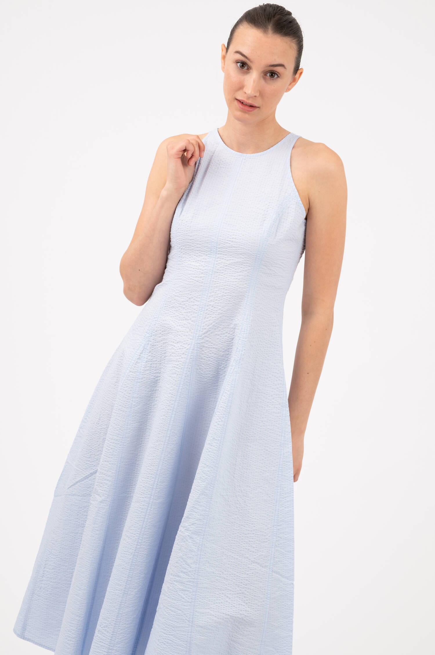 Seersucker Kleid in Hellblau