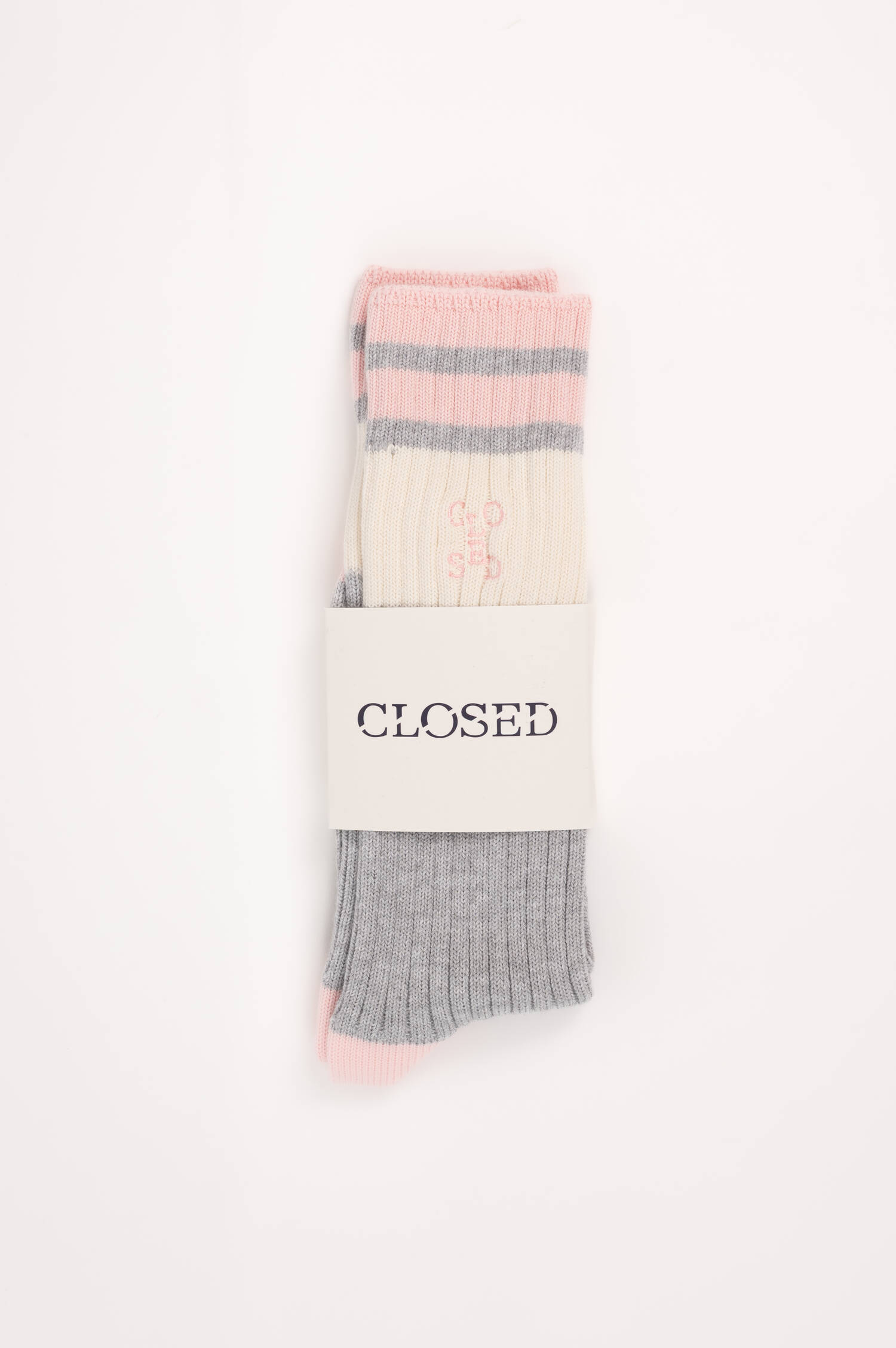 Ripp Socken in Grau/Rosa 