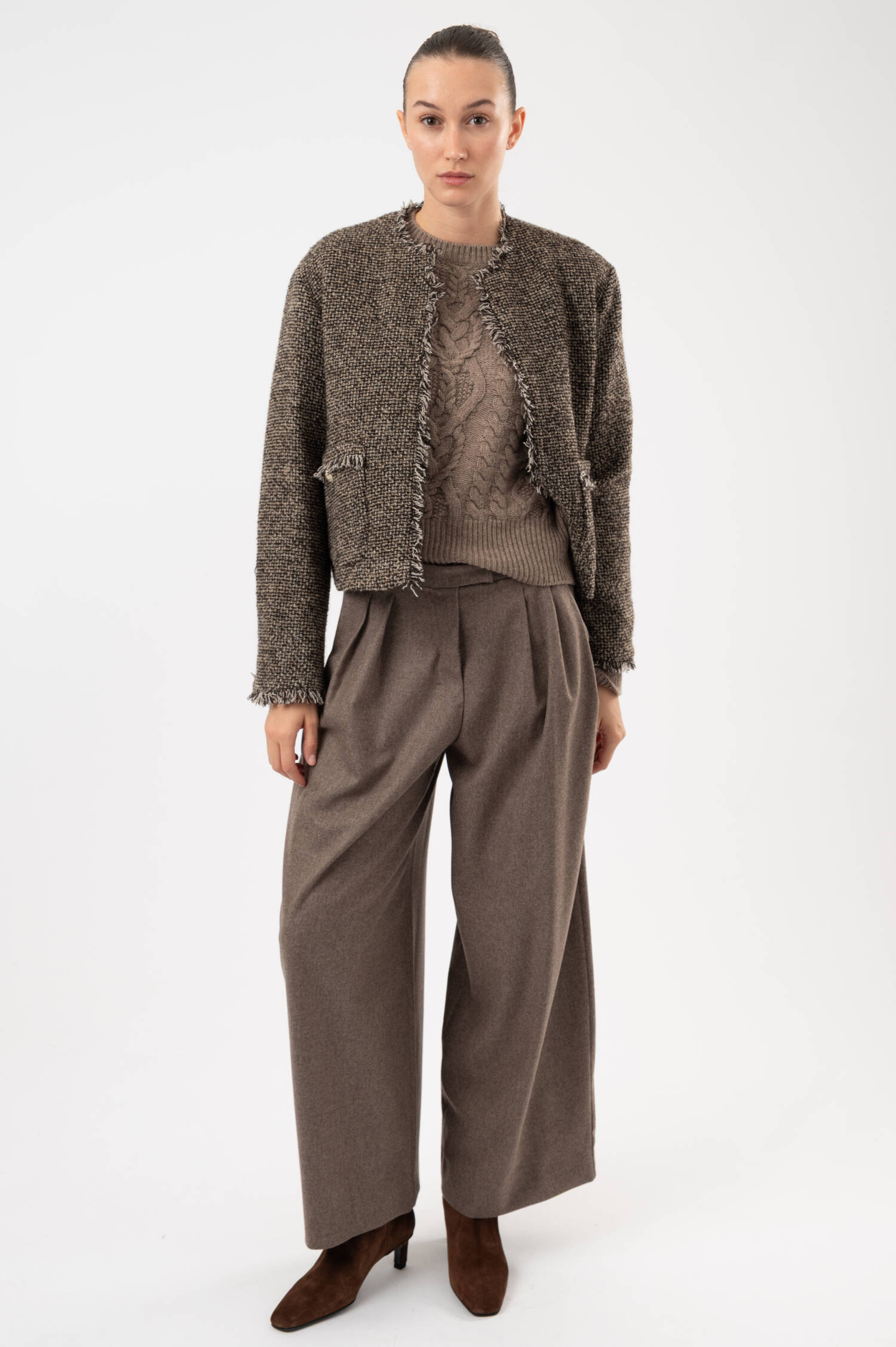 Tweed-Jacke in Braun