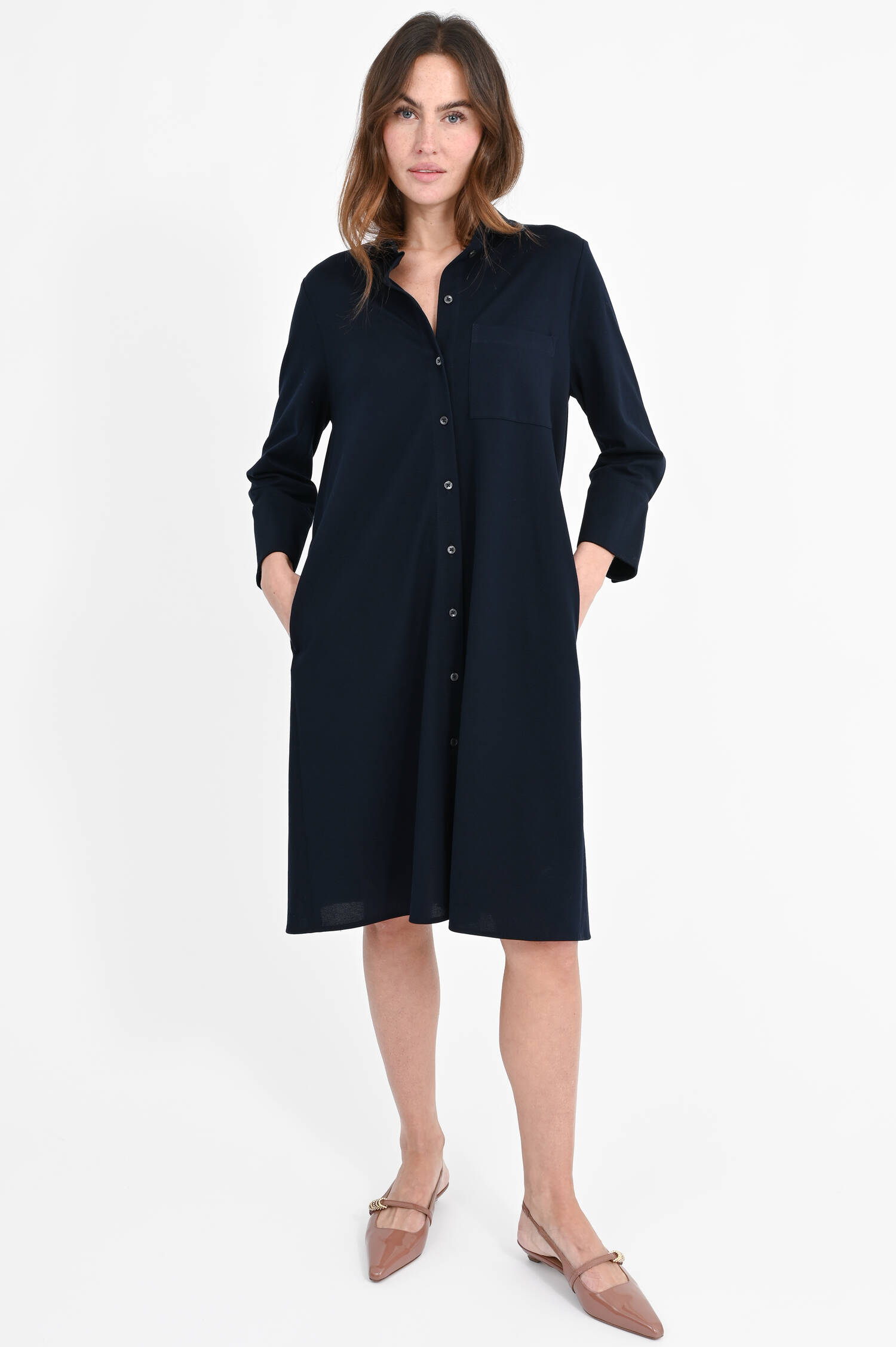 Polokleid mit aufgesetzter Tasche in Blu Navy