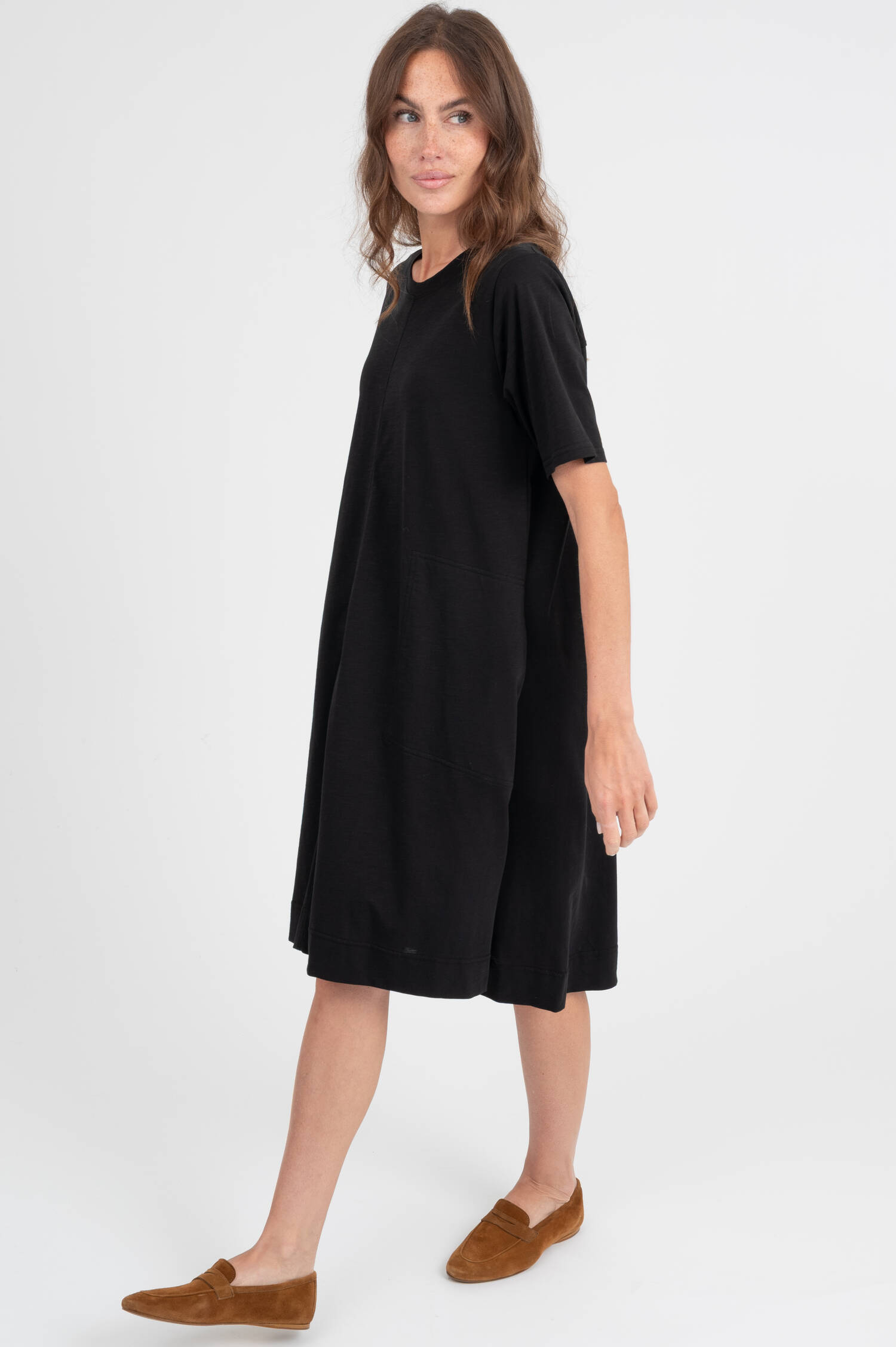 Kleid aus Baumwolle in Schwarz meliert