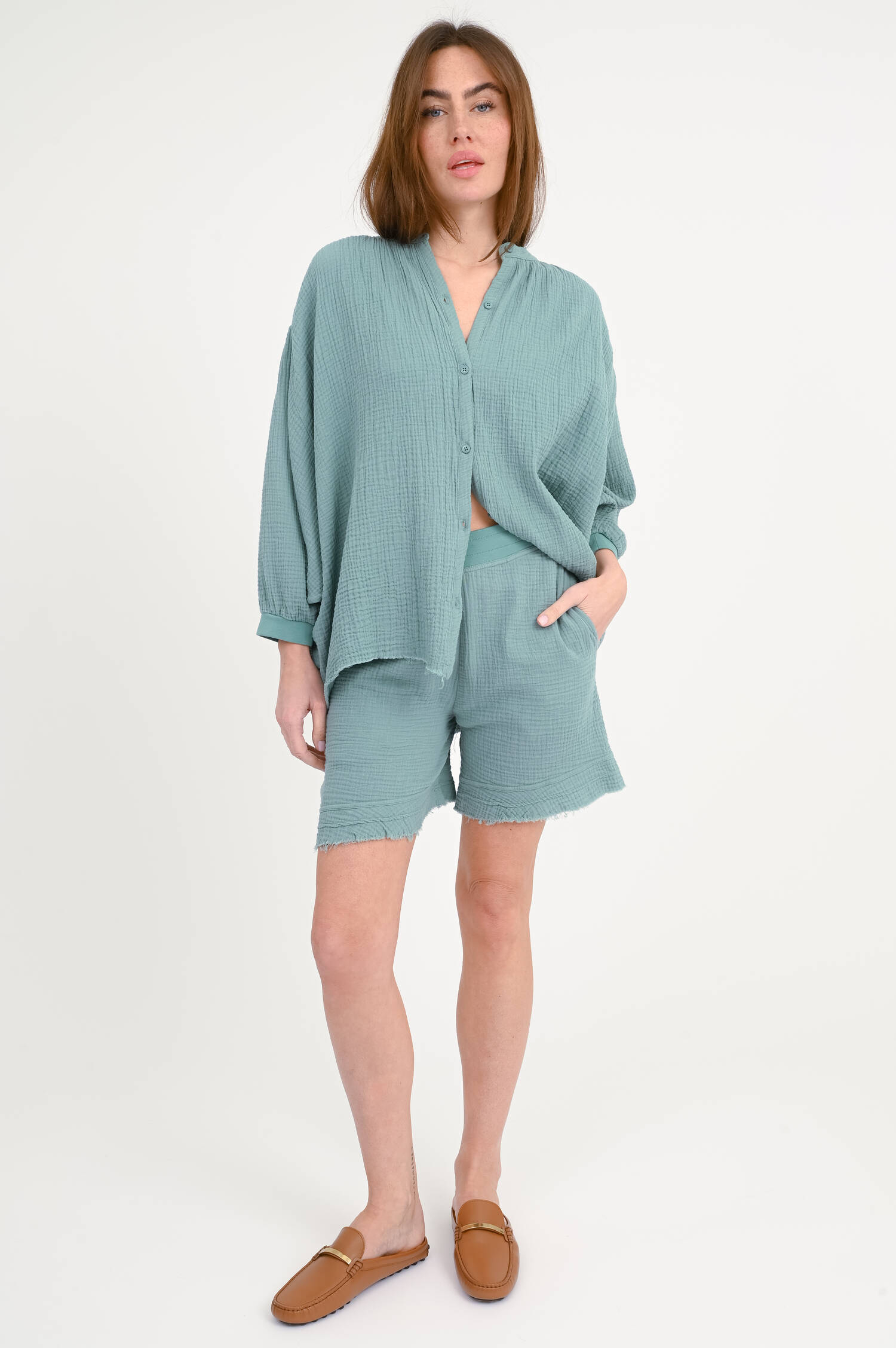 Musselin-Shorts CARMEN in Mineral Musselin-Shorts CARMEN in Mineral