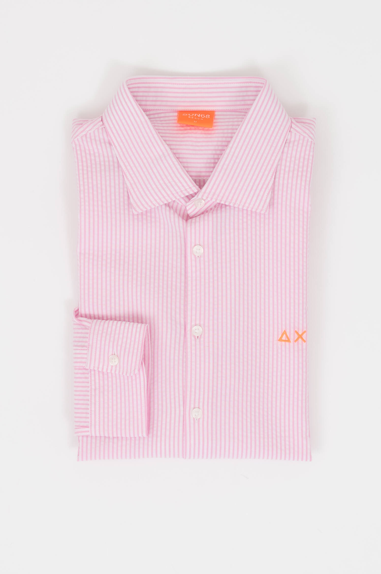 Gestreiftes Seersucker Hemd in Hellblau/Weiß