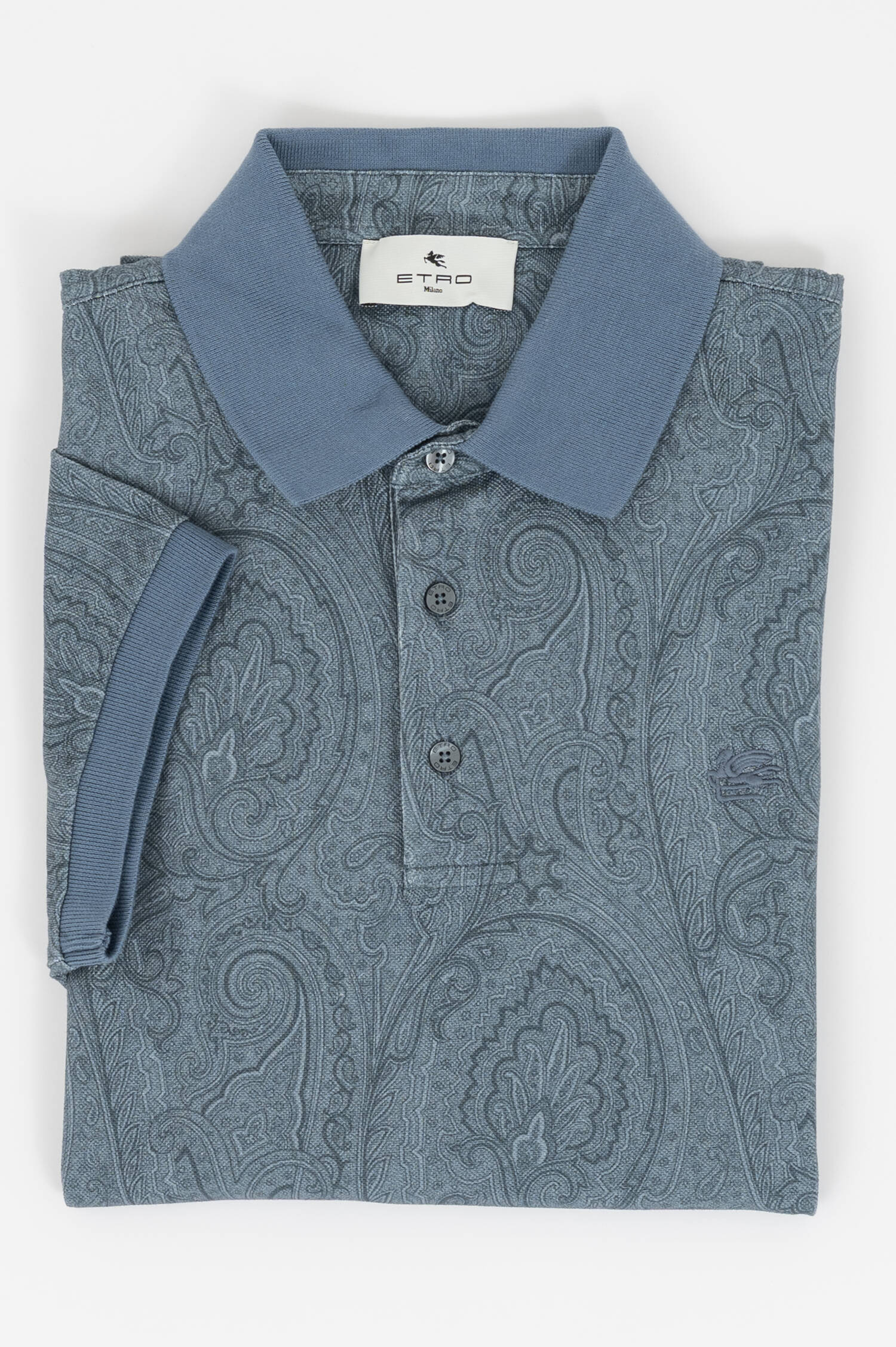 Polo-Shirt mit Paisley Muster in Hellblau