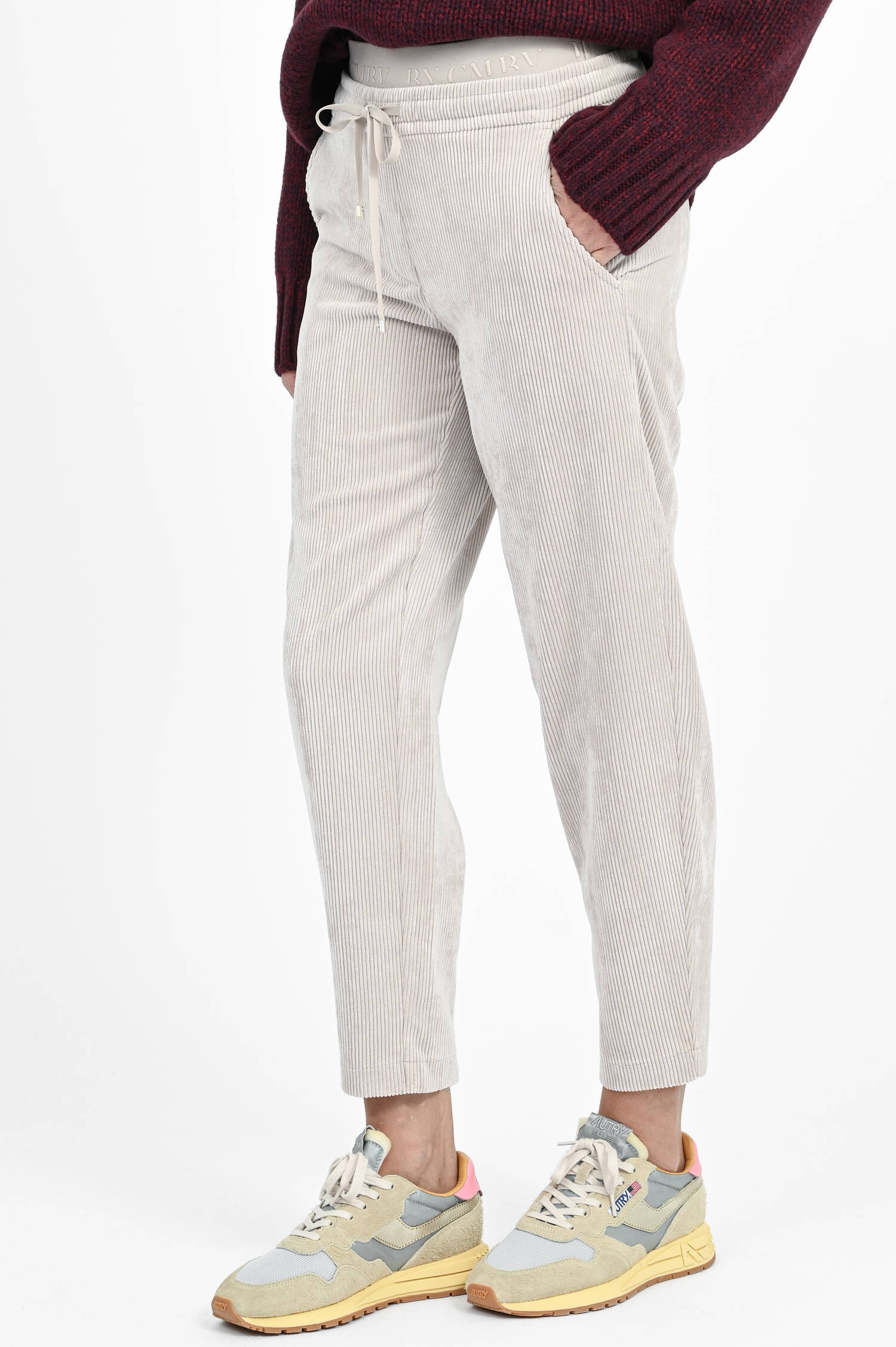 Cordhose mit doppeltem Bund in Milky Moon