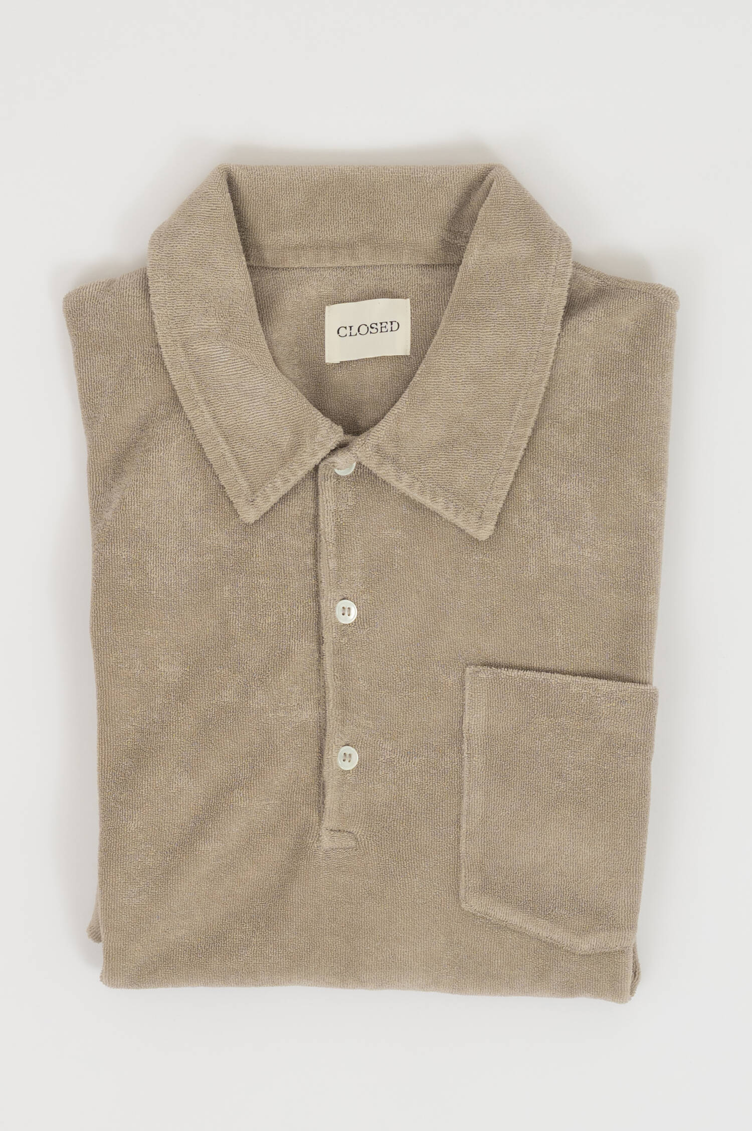 Frottee Poloshirt in Greige Frottee Poloshirt in Greige