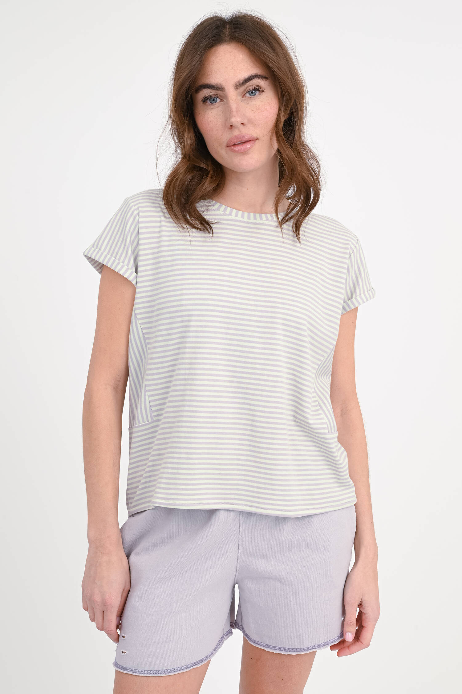 Gestreiftes-Shirt LILY in Mint/Flieder