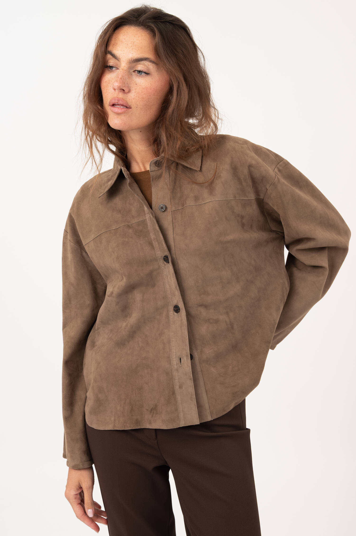 Suede Lederjacke FENNA in Taupe