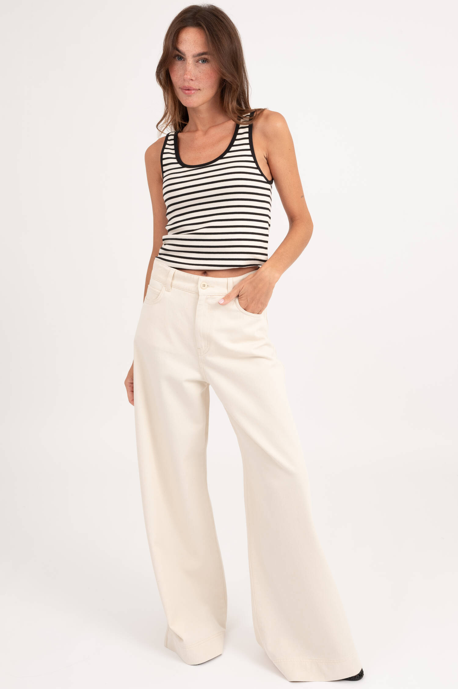 Wide Leg Jeans CANNETI in Ecru Wide Leg Jeans CANNETI in Ecru