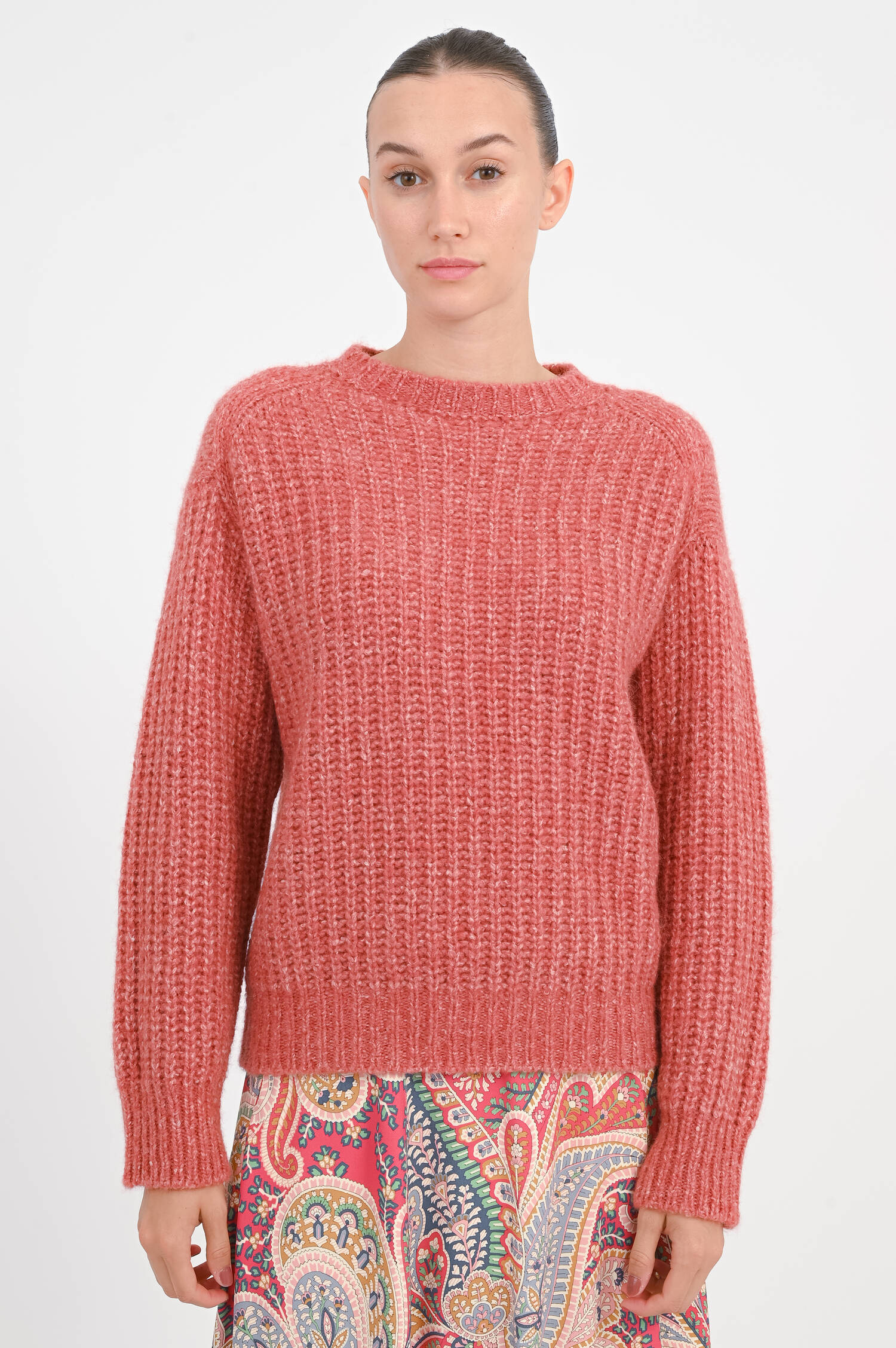 Strickpullover aus Grobstrick in Rost meliert