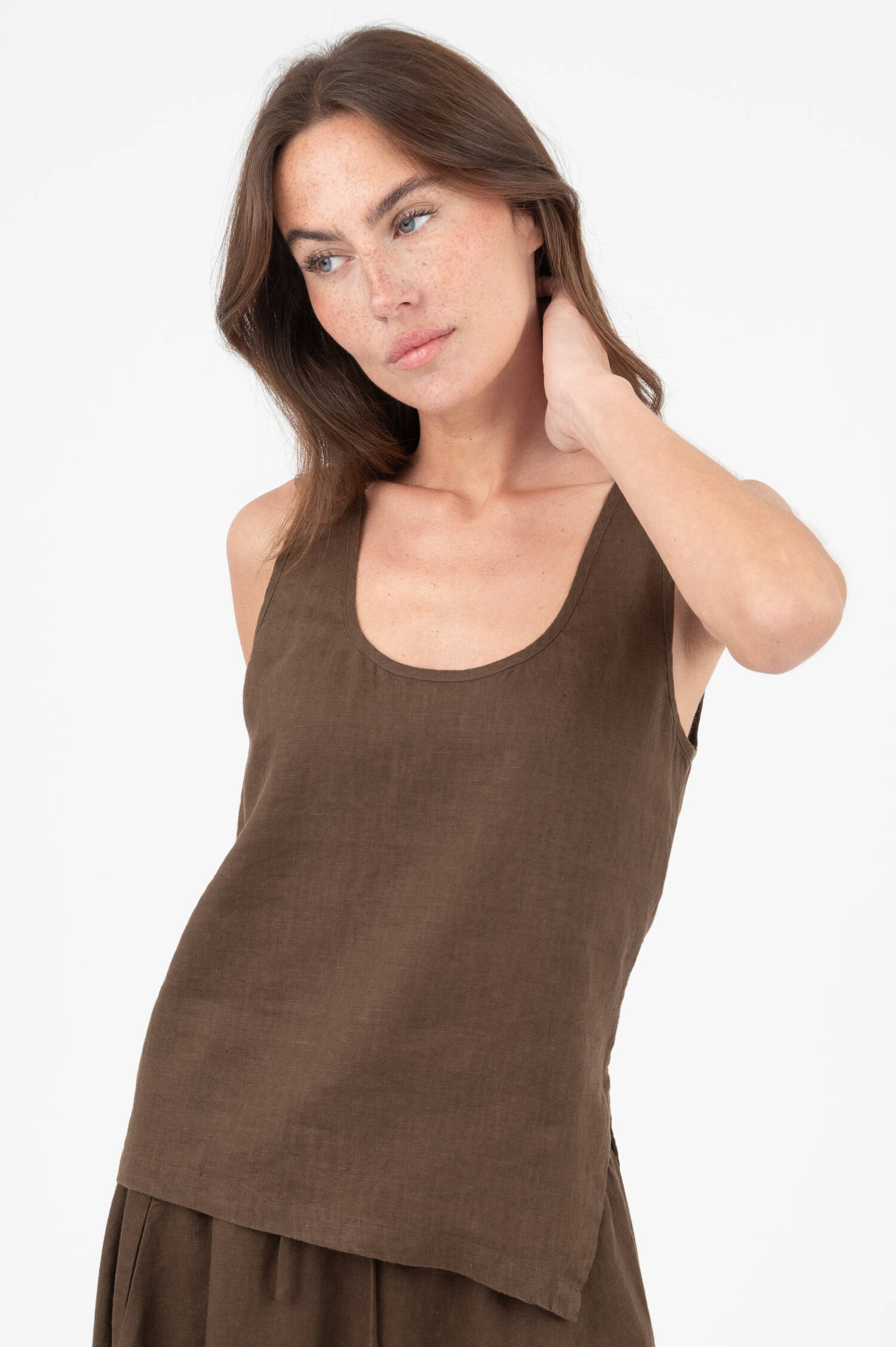 Tanktop aus Leinen in Braun Tanktop aus Leinen in Braun