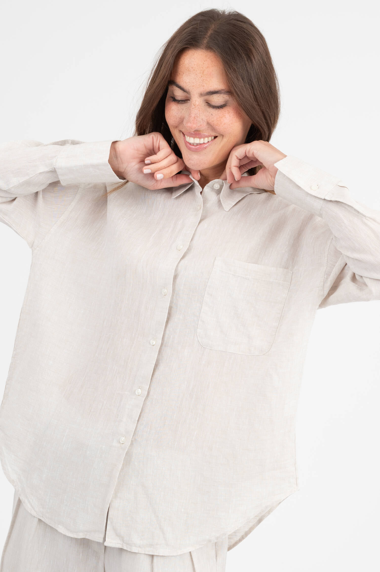 Leinenbluse in Beige