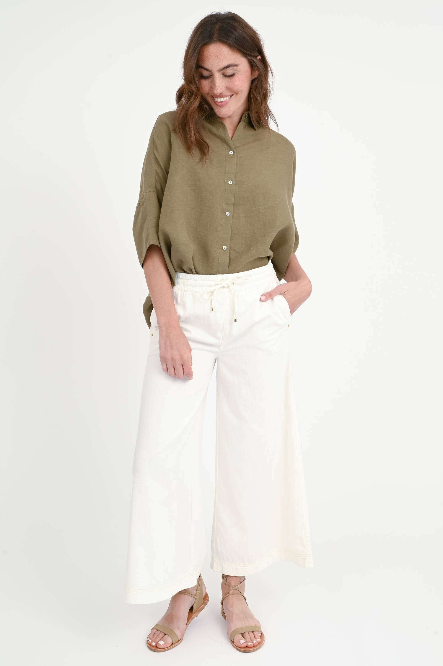 Hose ALMA CROPPED in Off White