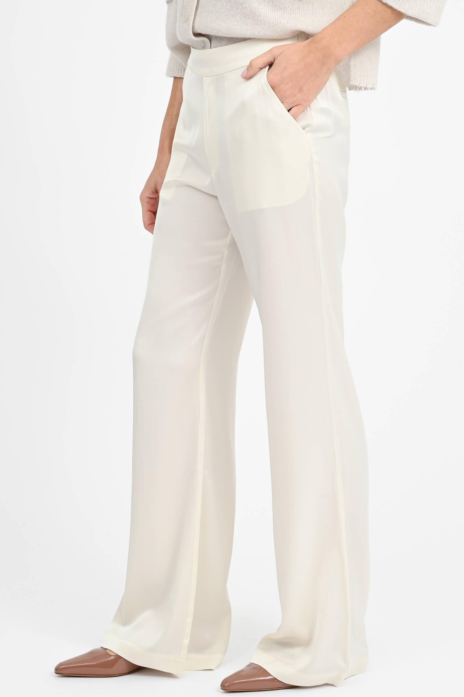 Wide-Leg-Pants aus Seide in Creme Wide-Leg-Pants aus Seide in Creme