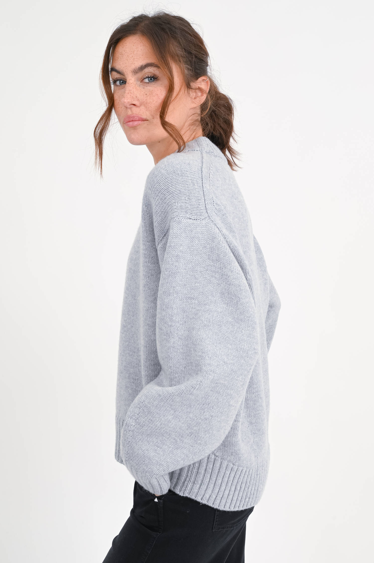 Pullover aus Wolle in Hellgrau