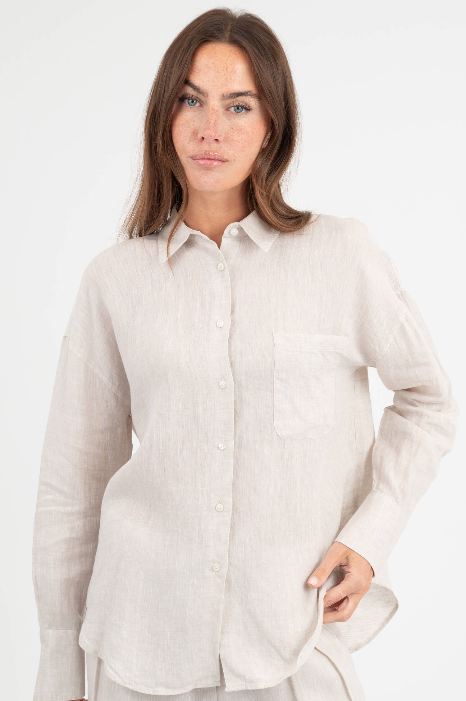 Leinenbluse in Beige