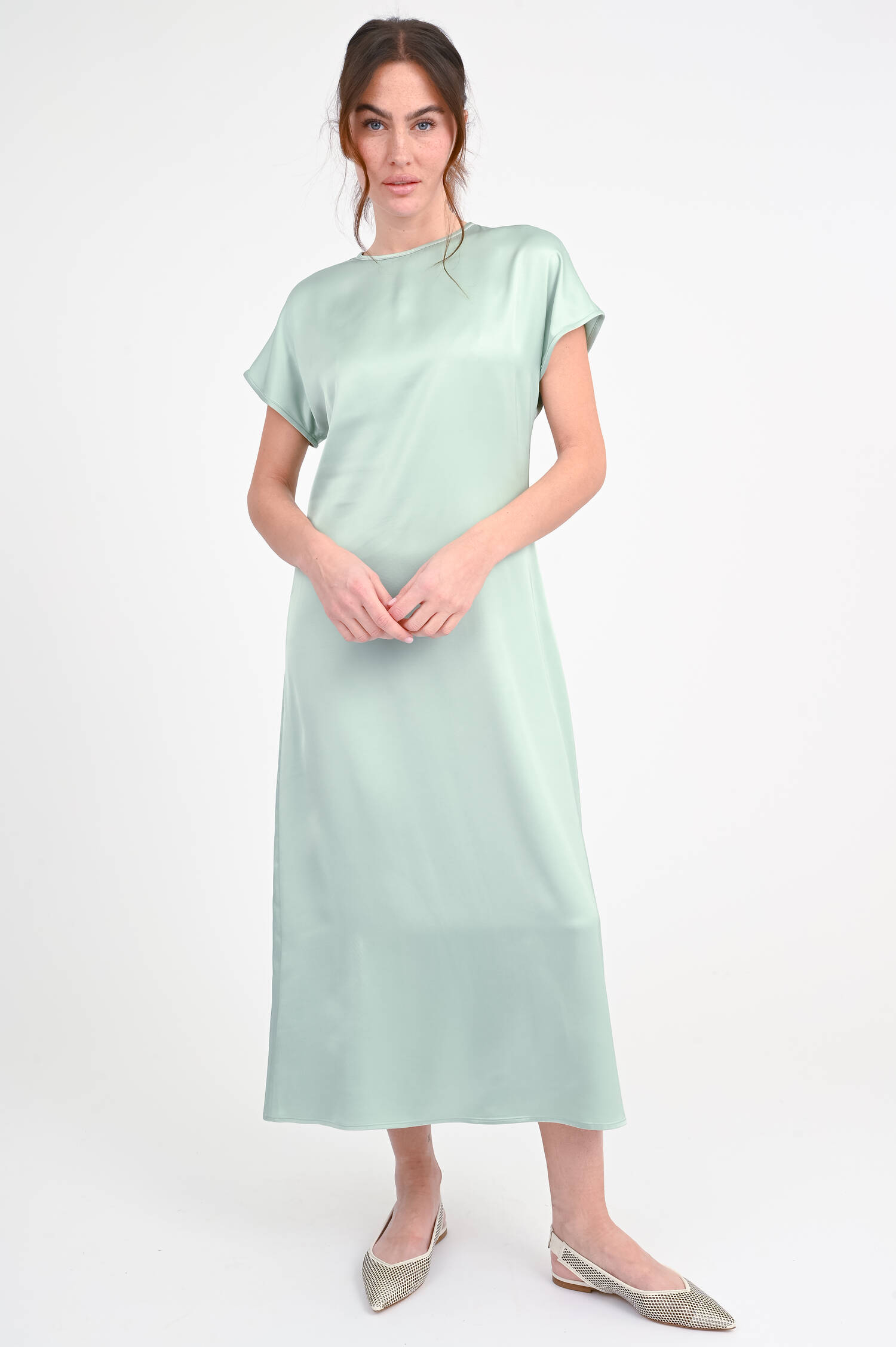 Maxi-Kleid mit Perlen-Details in Salbei