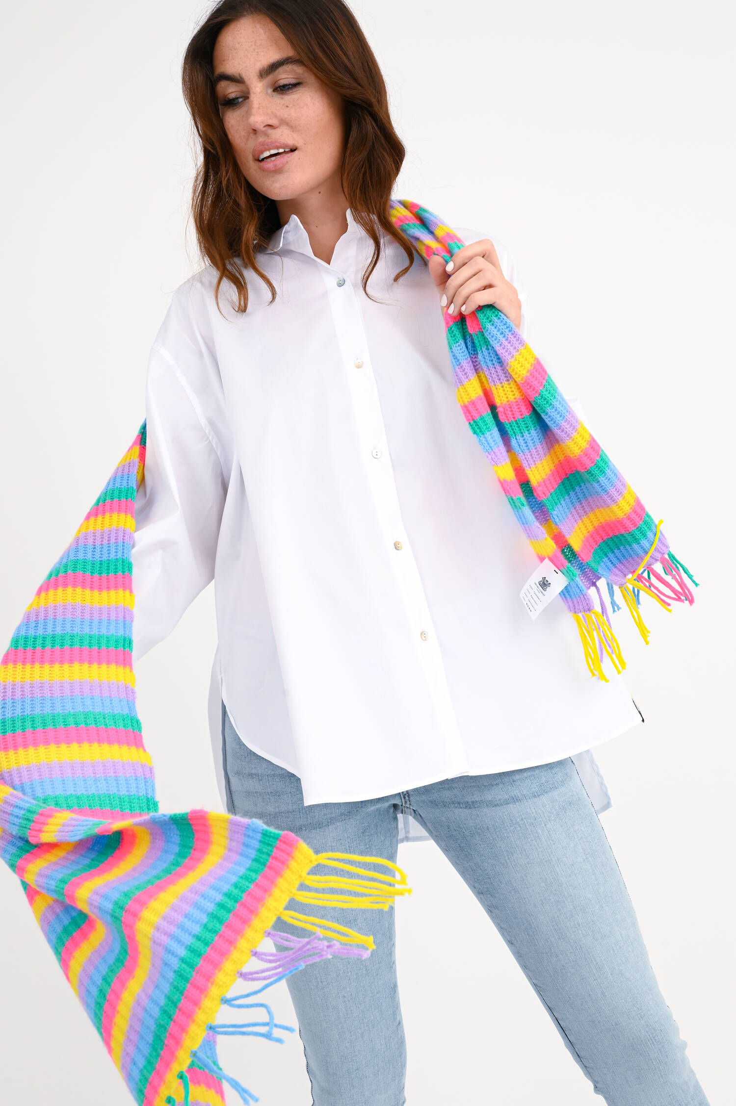 Gestreifter Cashmere-Schal in Multicolor