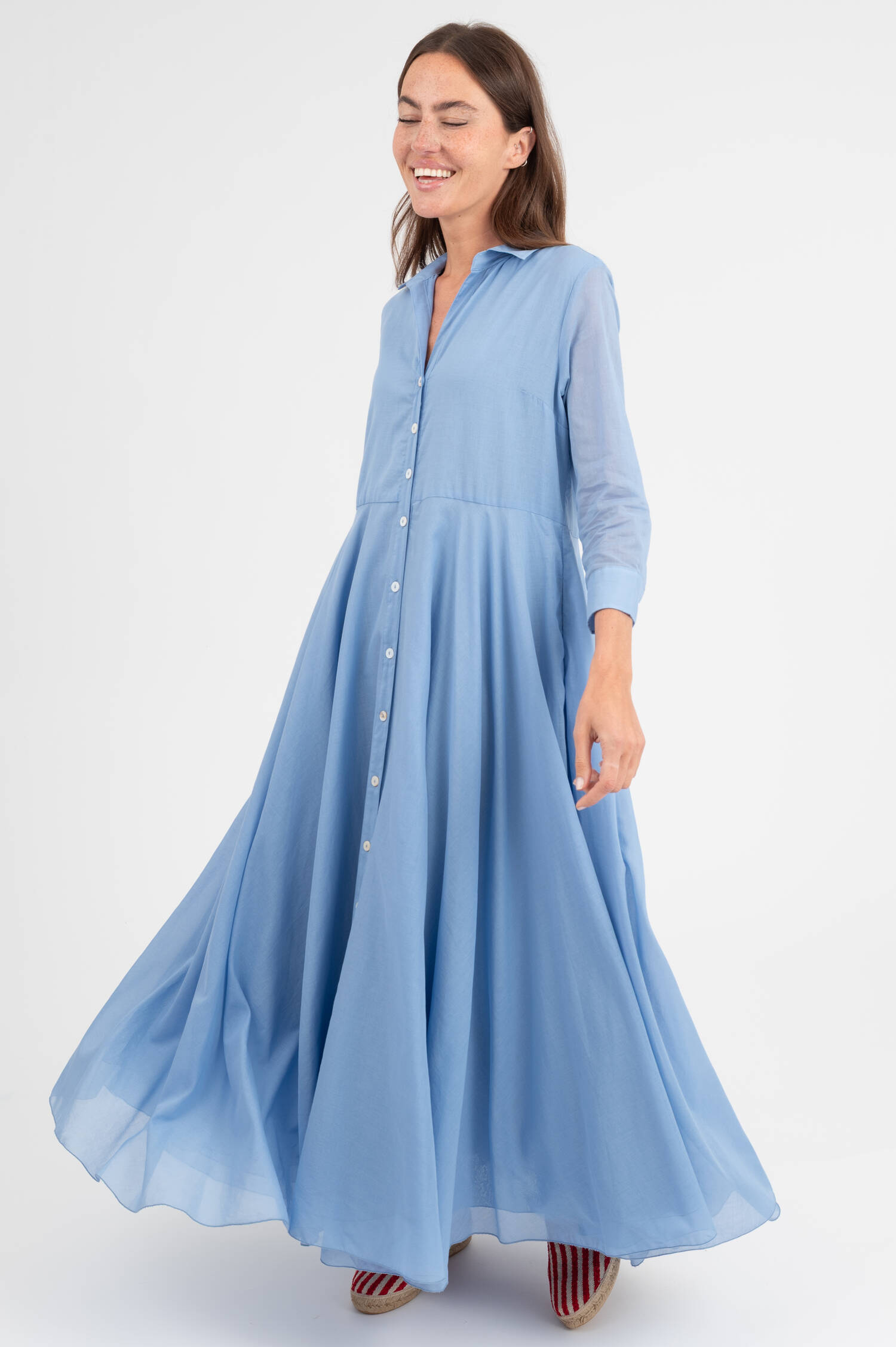 Baumwolle Kleid in Hellblau