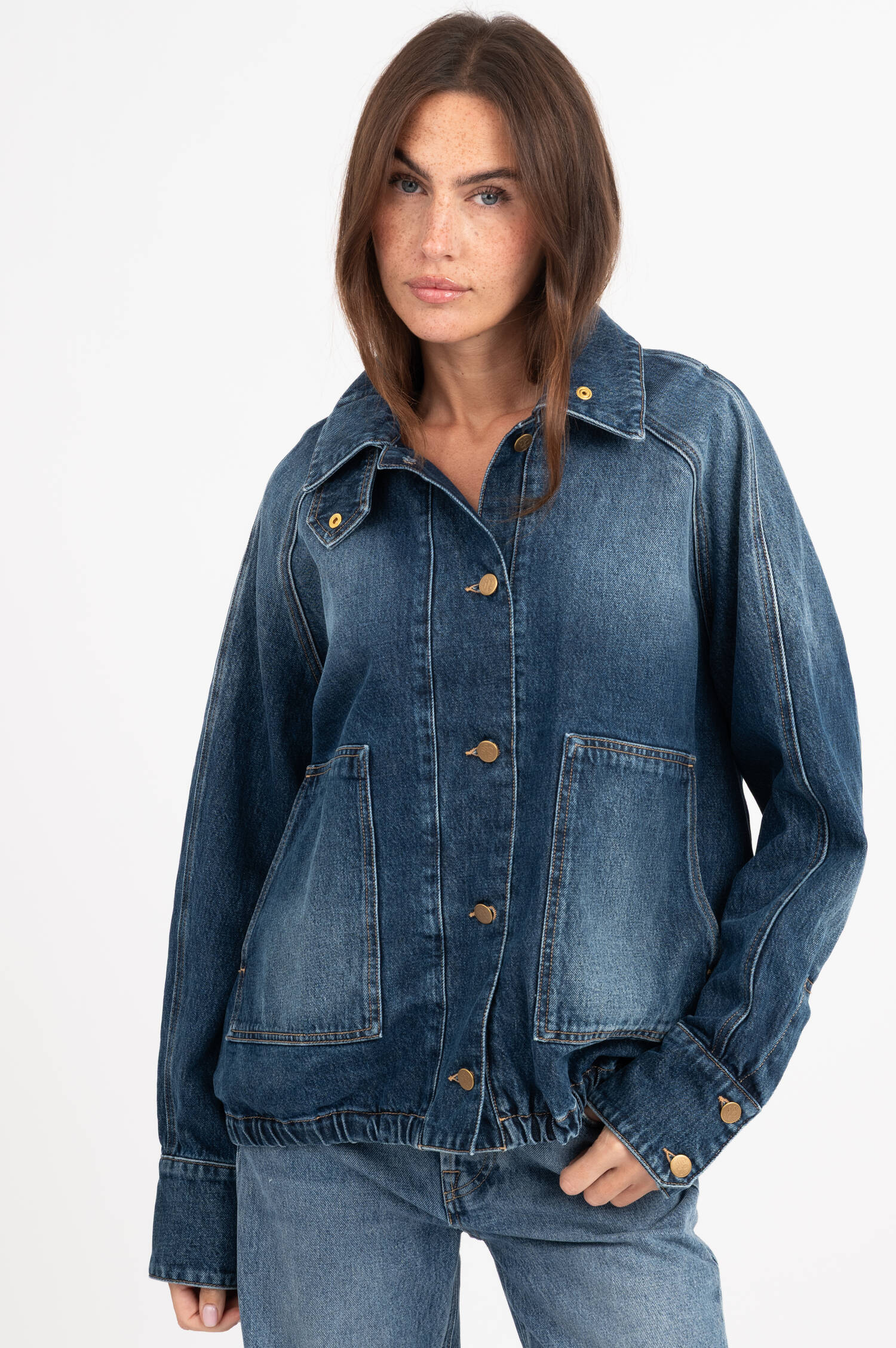 Denim-Bomberjacke in Dunkelblau Denim-Bomberjacke in Dunkelblau