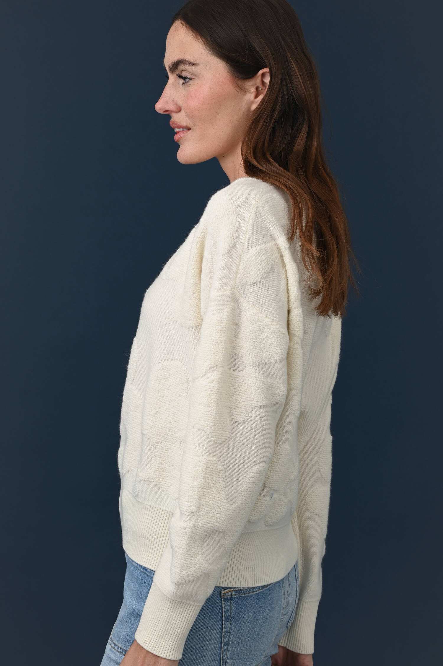 Pullover mit Bouclestruktur in Mozzarella