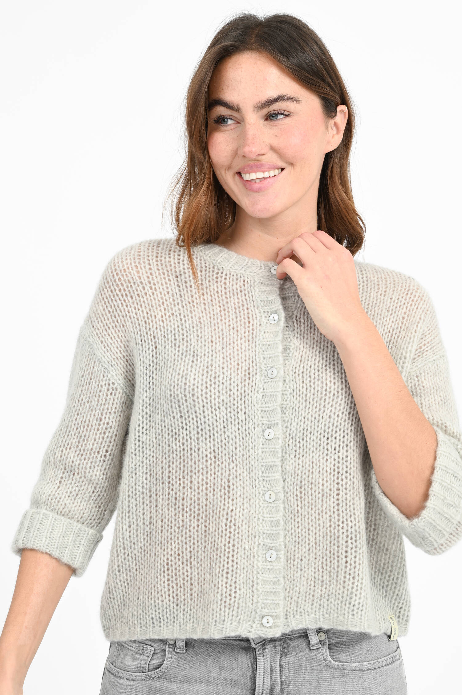 Strickweste aus Cashmere-Seiden-Mix in Grey