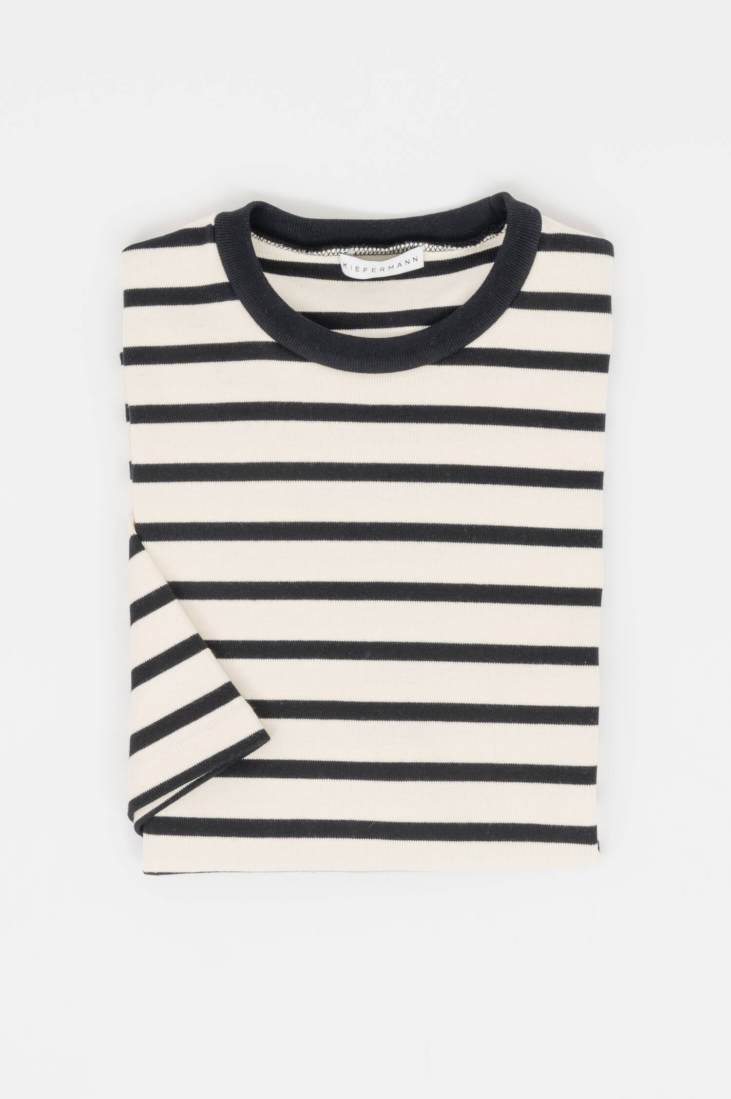 Gestreiftes T-Shirt in Creme/Schwarz