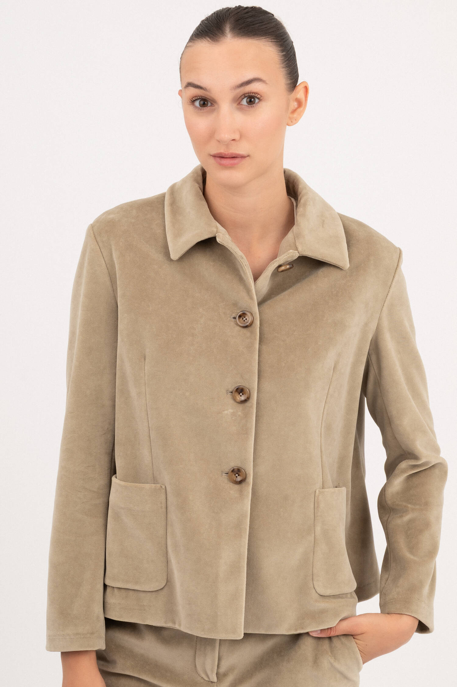 Samtjacke in Beige