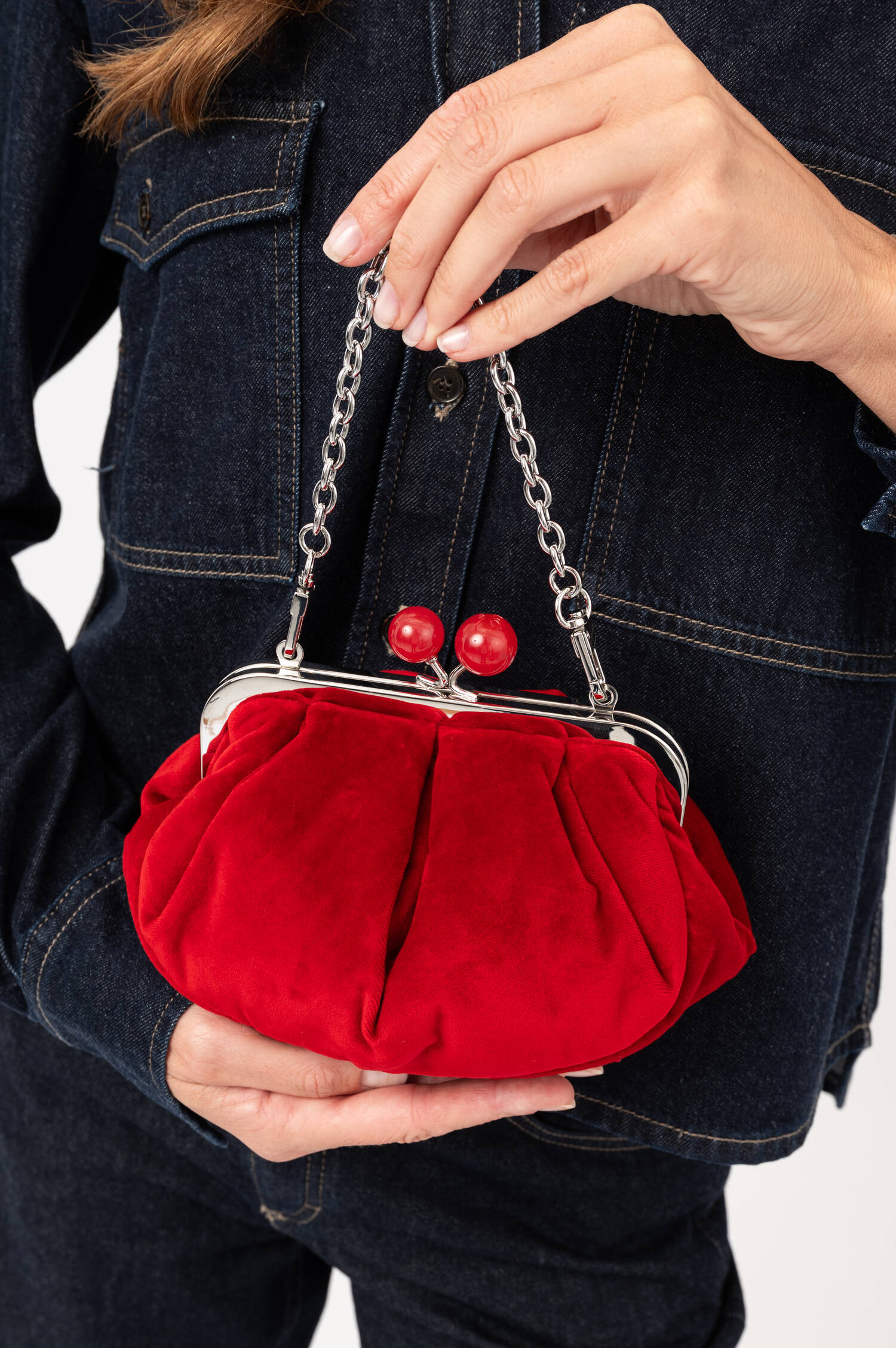 Samt-Clutchtasche GIOCHI in Rot