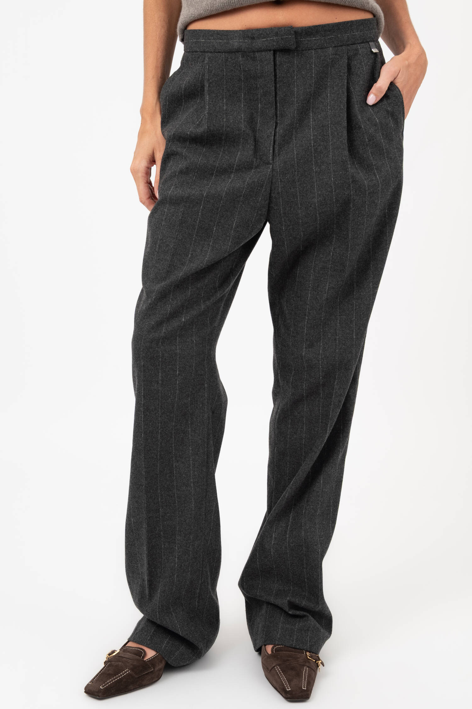 Nadelsteif Bootcut Hose in Dunkelgrau