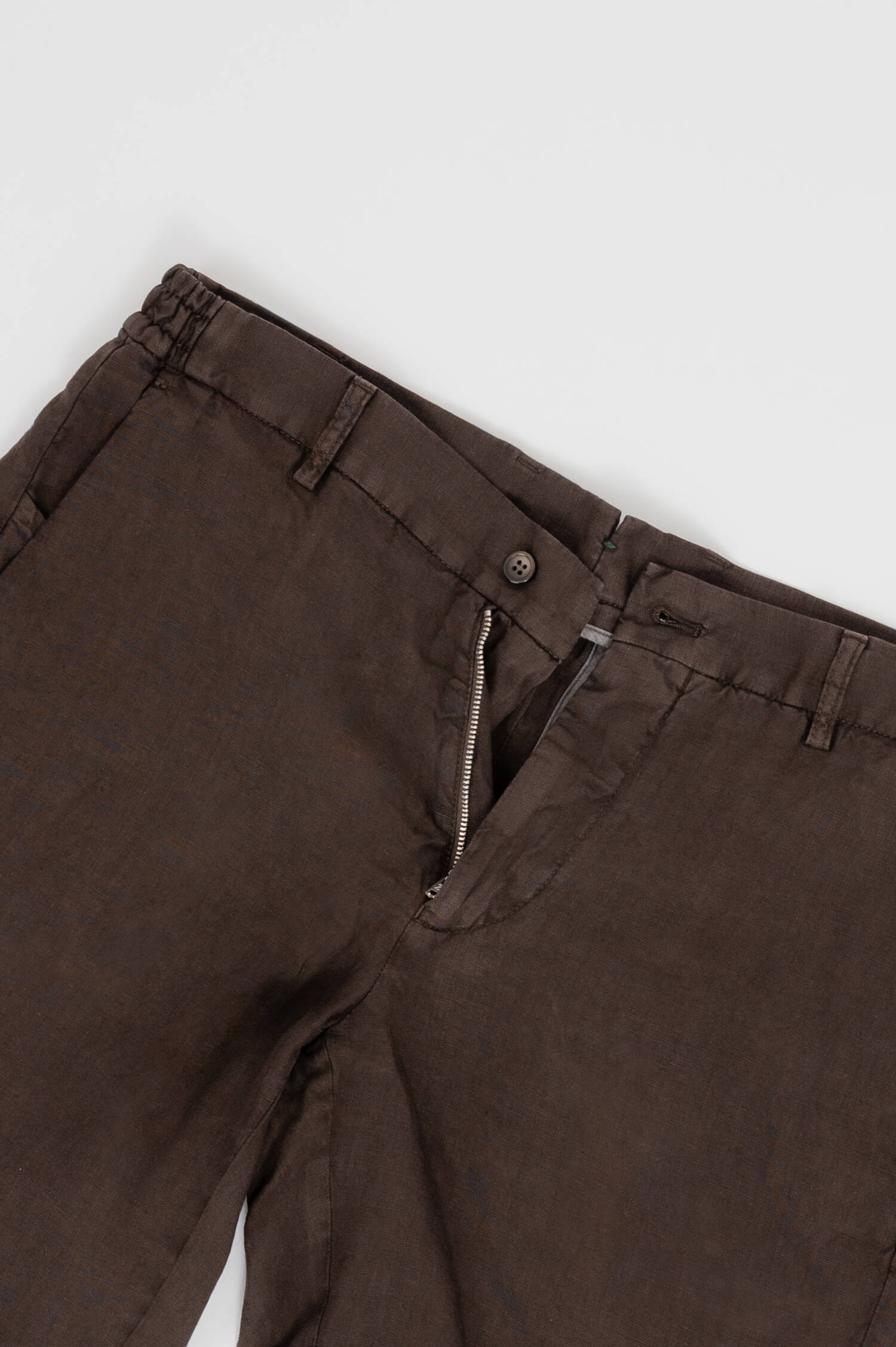 Leinen Bermuda in Braun