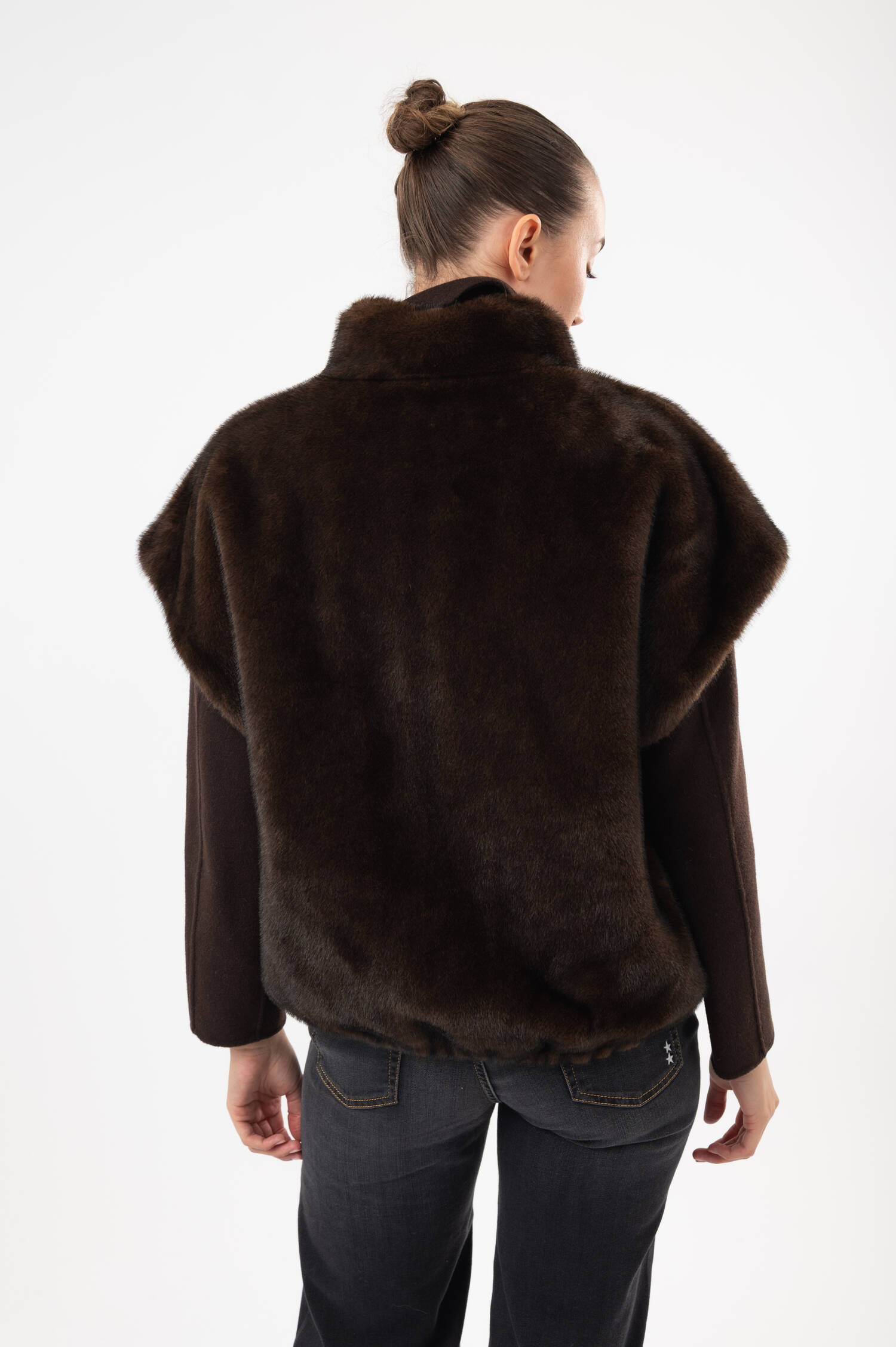 Faux-Fur-Gilet in Braun